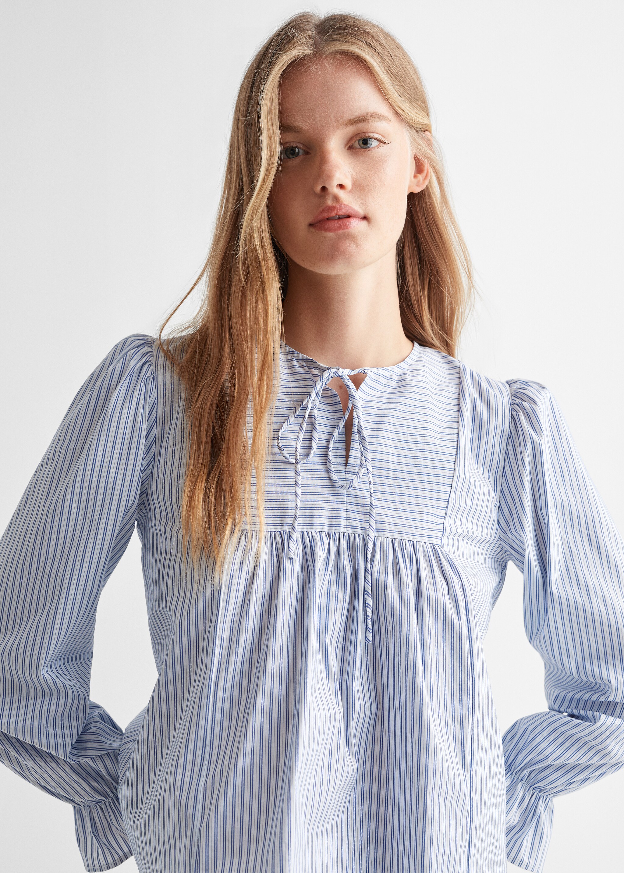 Striped cotton blouse - Detail van het artikel 1