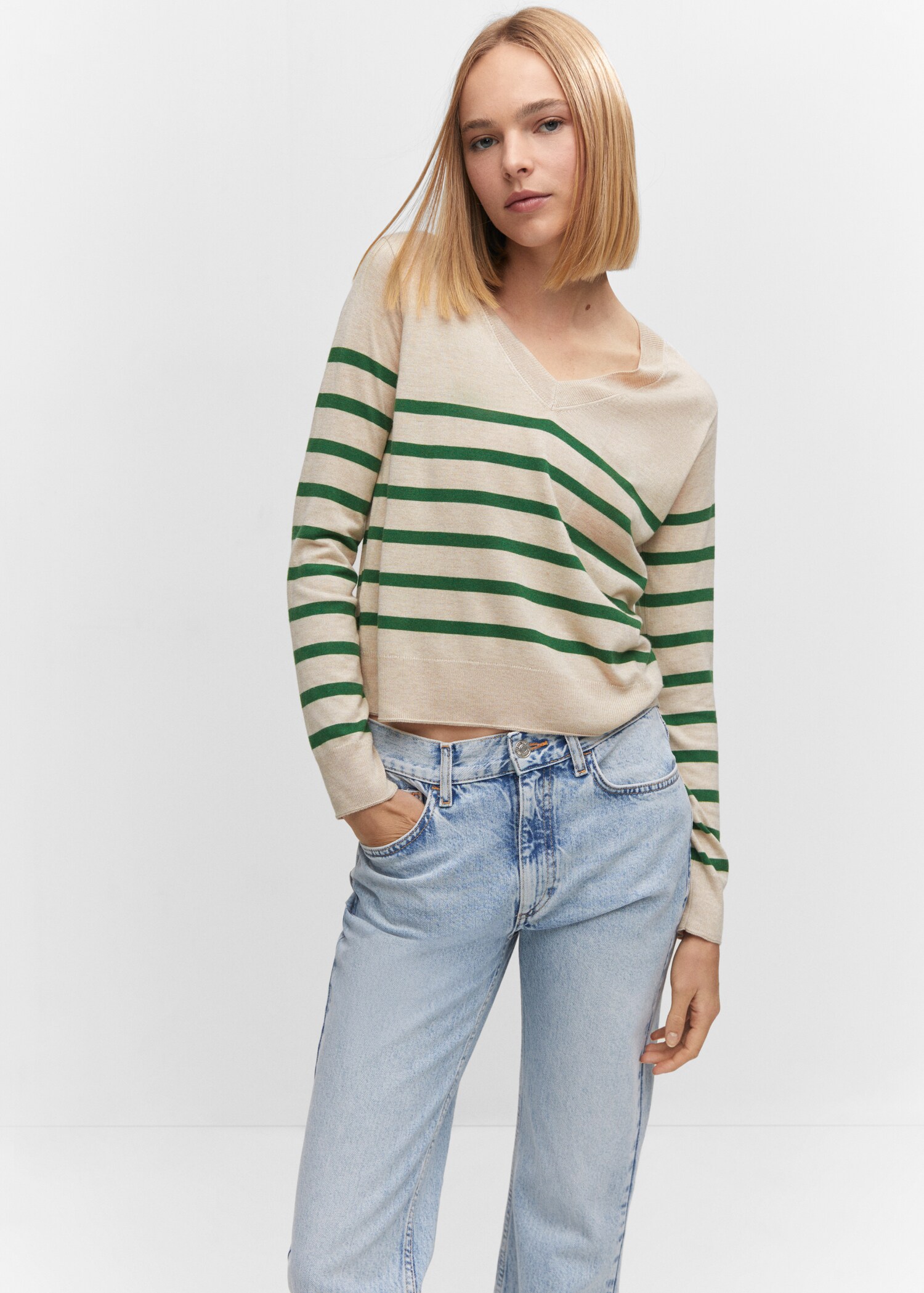 Fine-knit striped sweater - Medium plane
