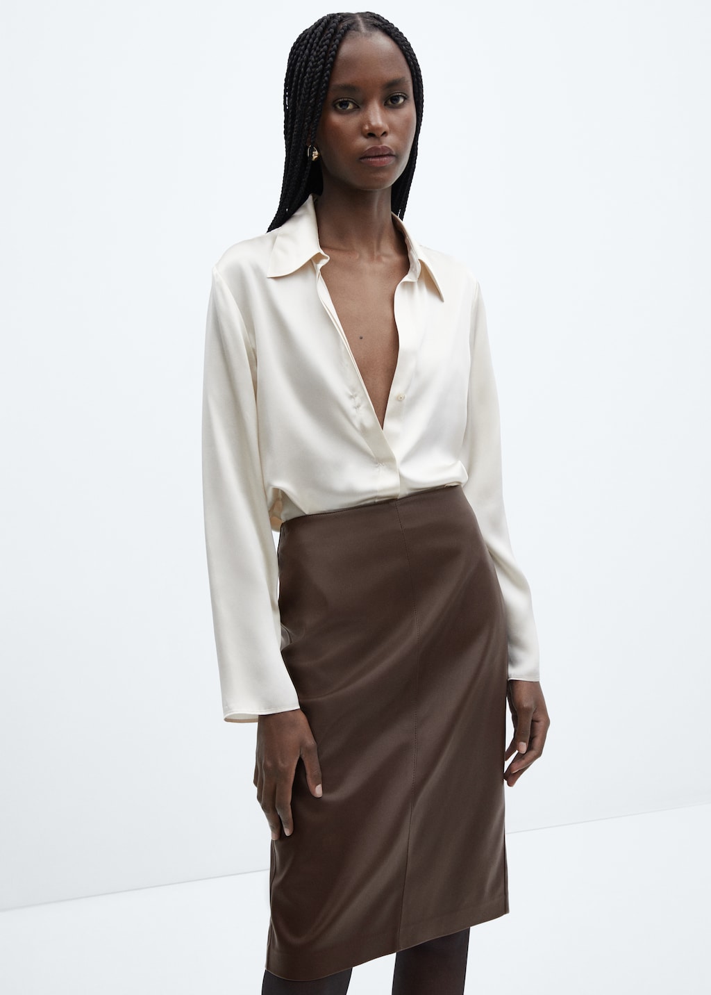 Leather pencil skirt long sale