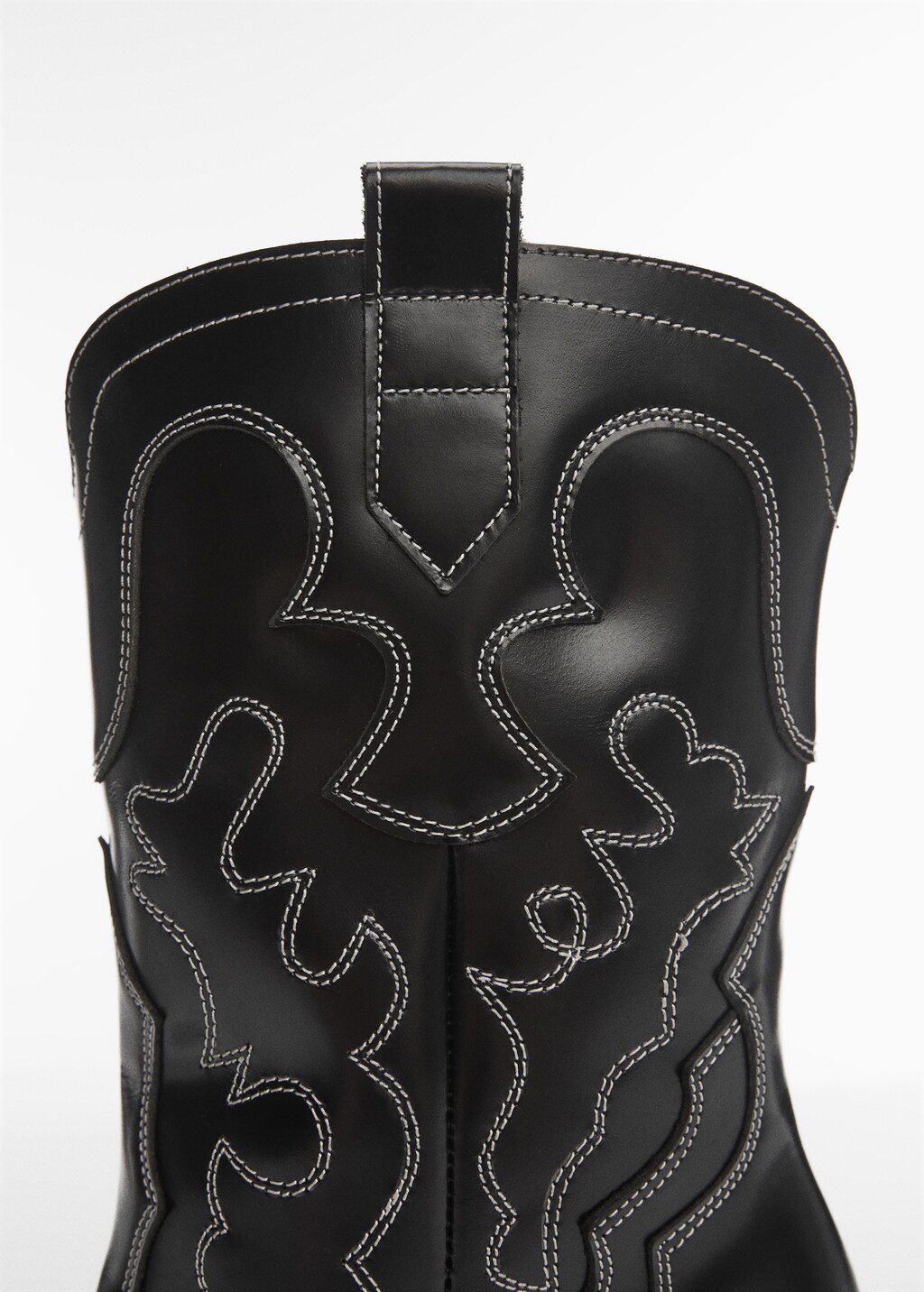 Leather cowboy ankle boots with seams