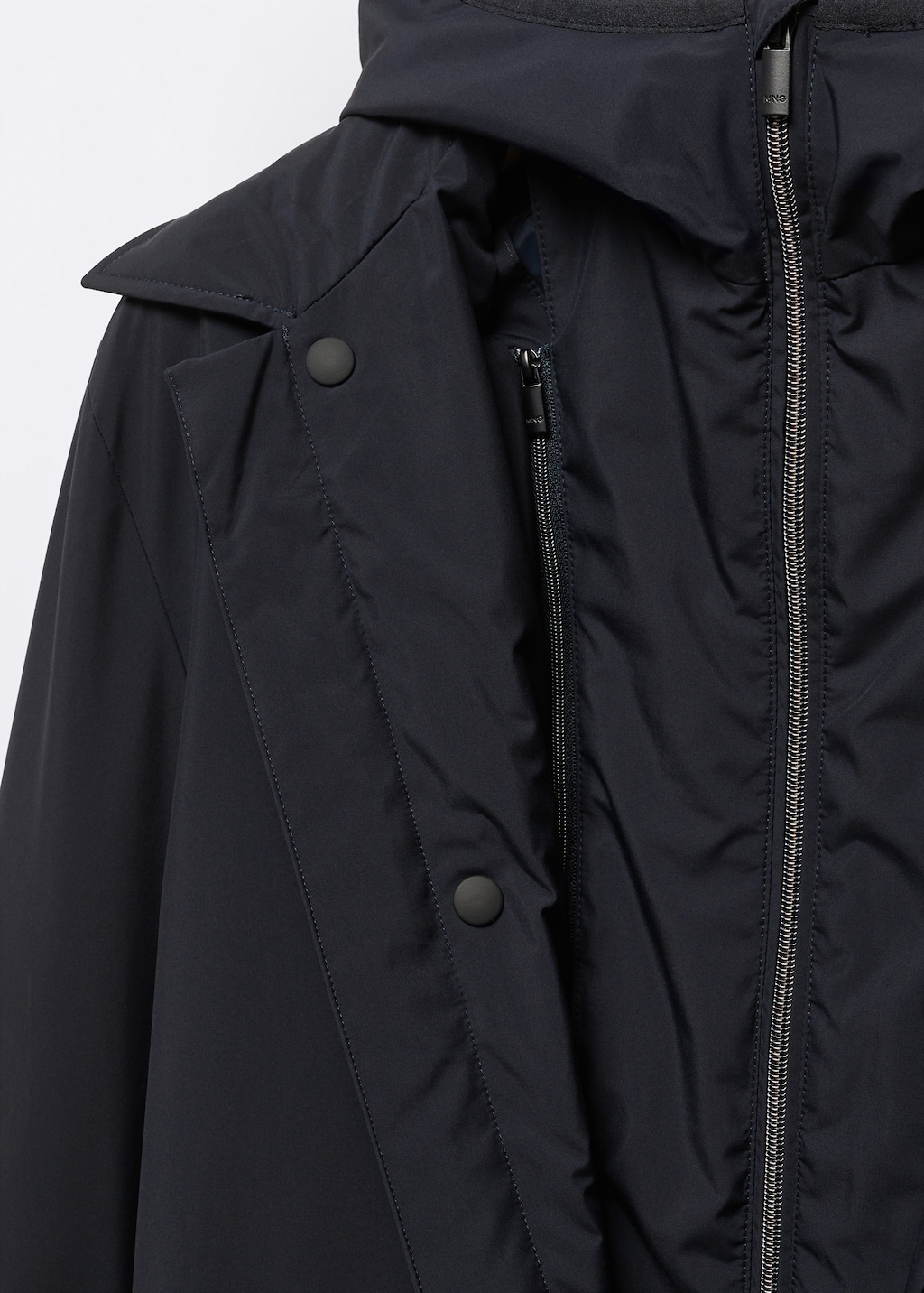 Water-repellent hooded trench coat