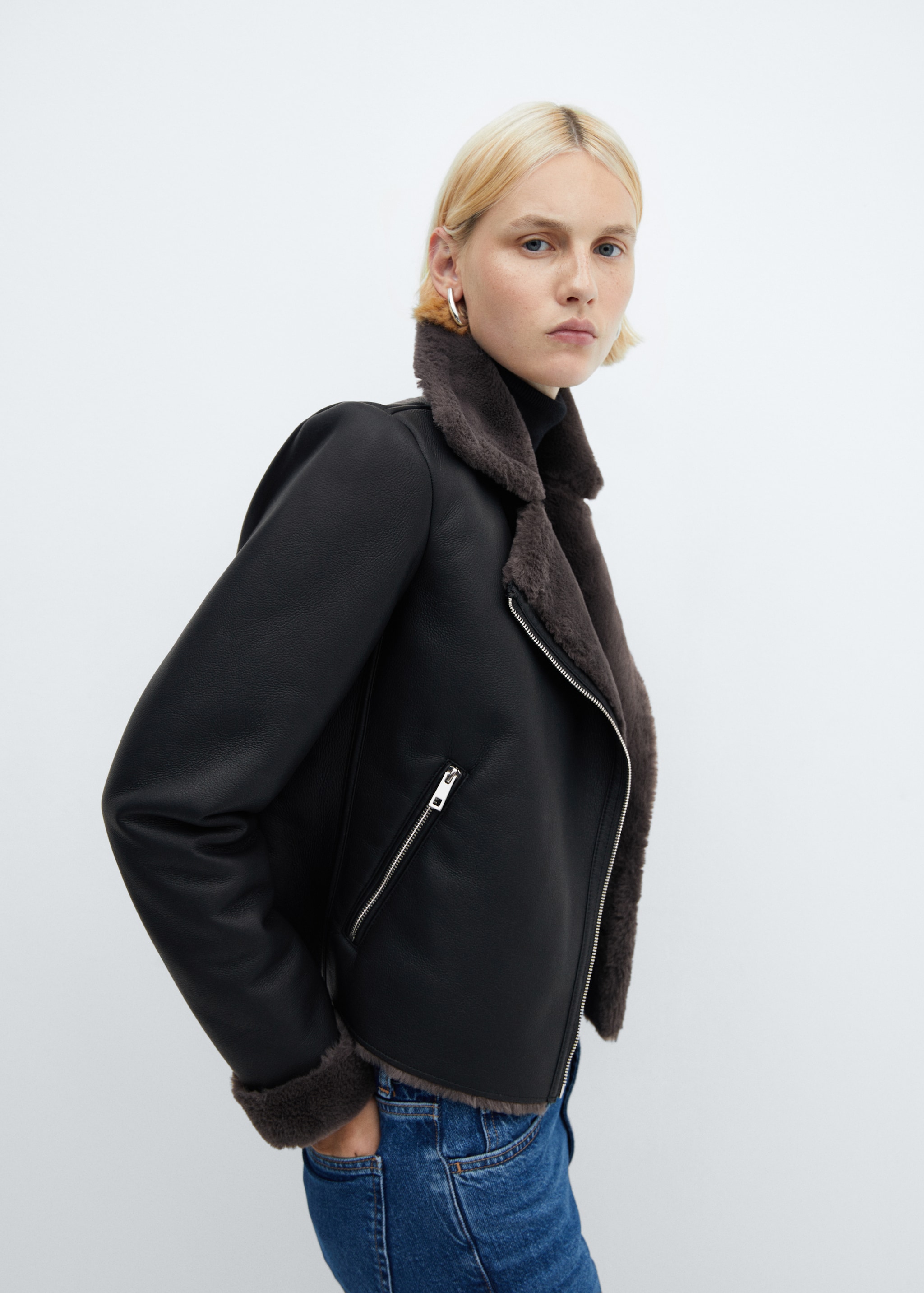 Veste Simili Blouson Mango Femme Veste Biker Simili-cuir Femme