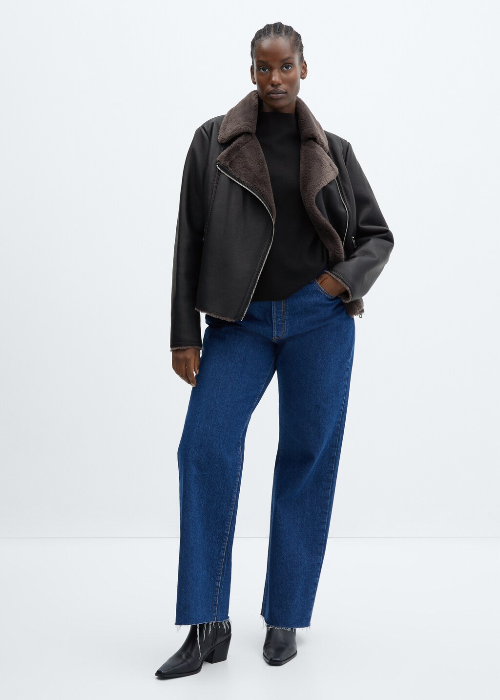 Faux shearling lined jacket Women MANGO Azerbaijan