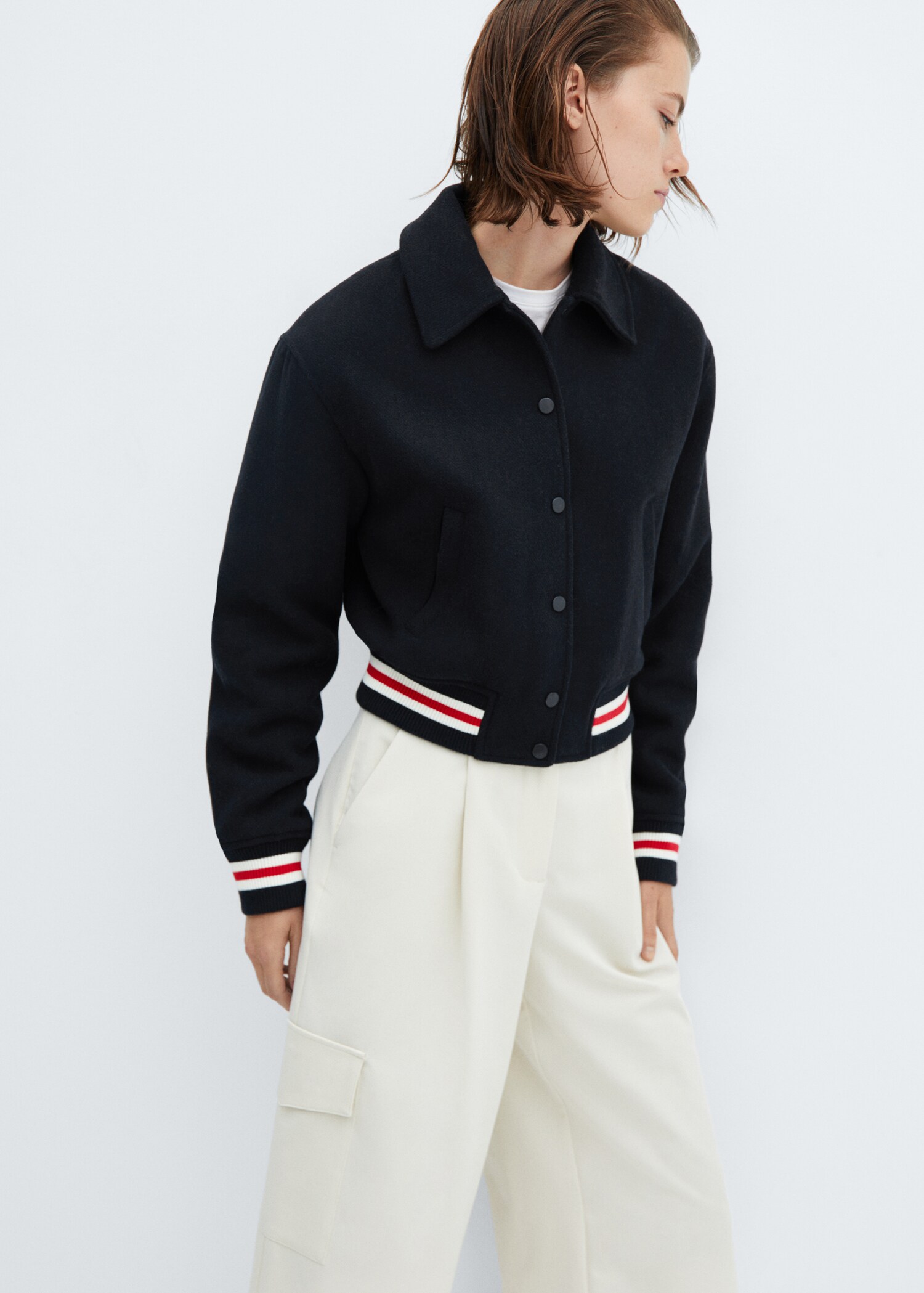 Oversized woolen bomber jacket - Details of the article 2