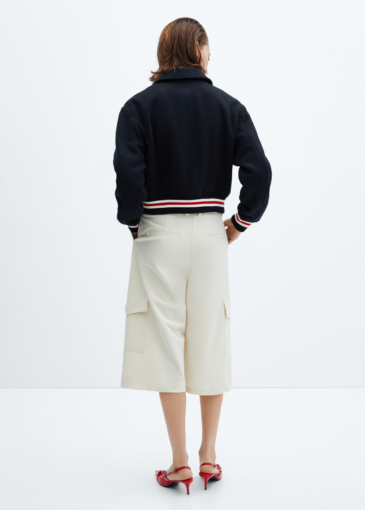 Oversized woolen bomber jacket - Reverse of the article
