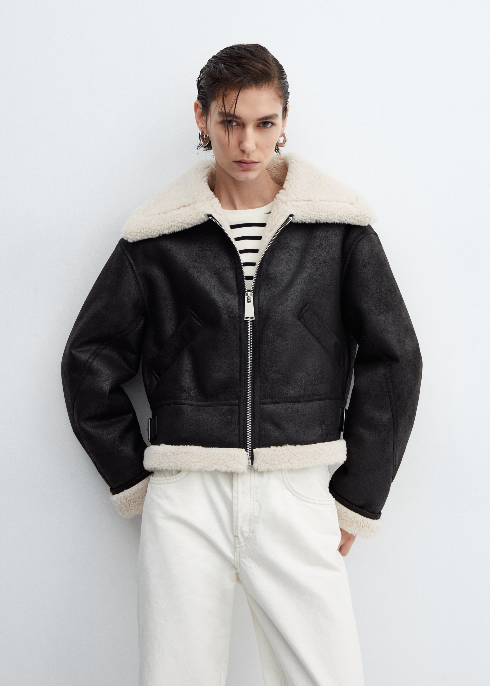 Faux shearling-lined short jacket - Details of the article 2