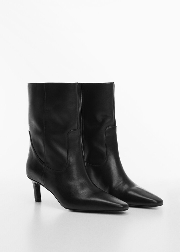 Leather boots with kitten heels - Women | MANGO USA