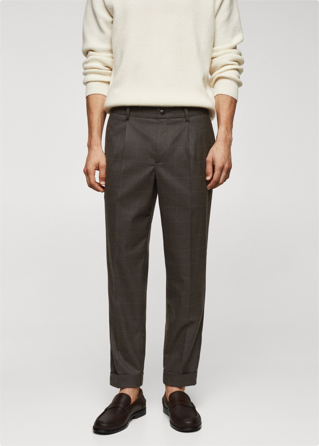 Mango checked trousers discount