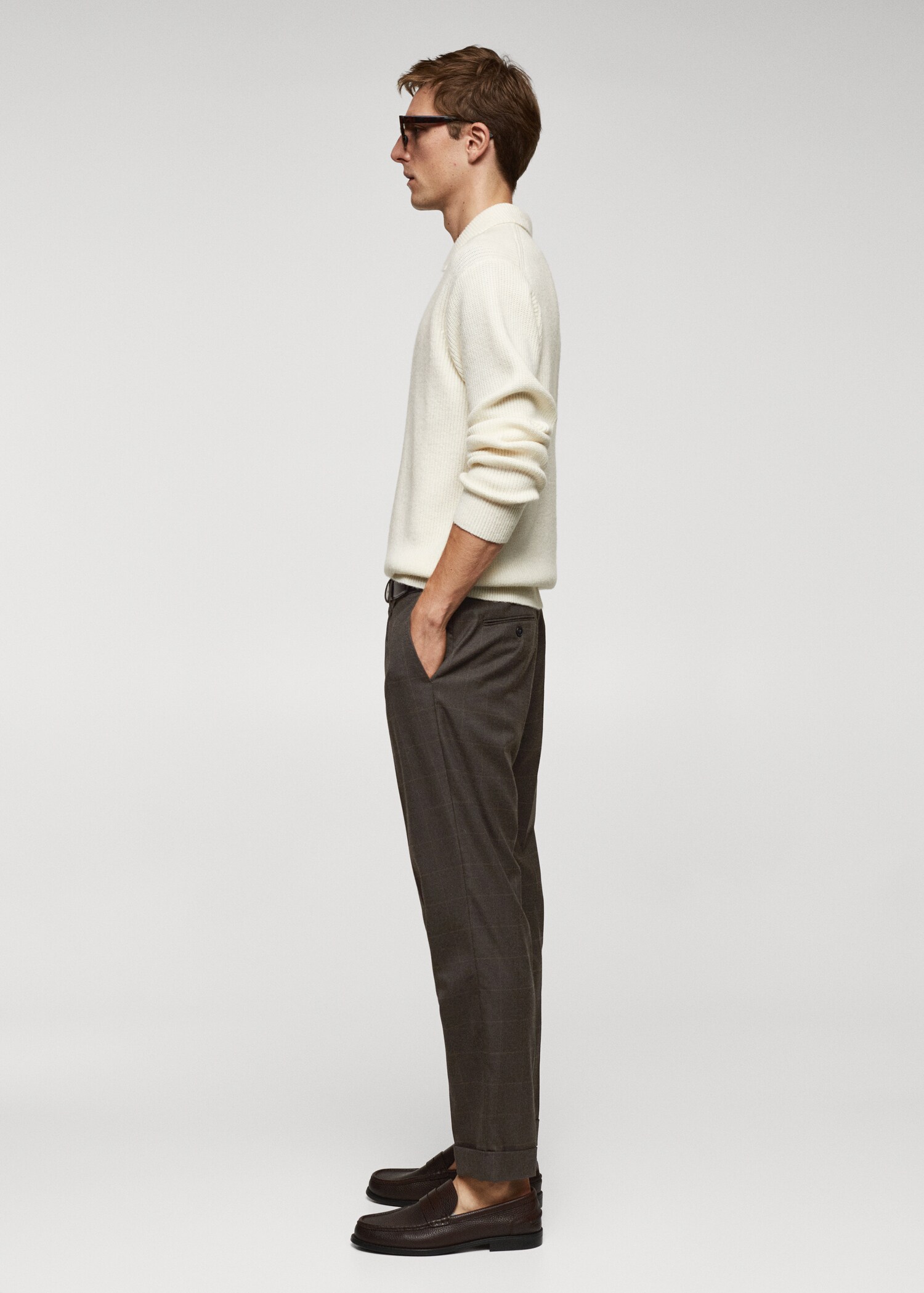Slim-fit check-print pants - Details of the article 2