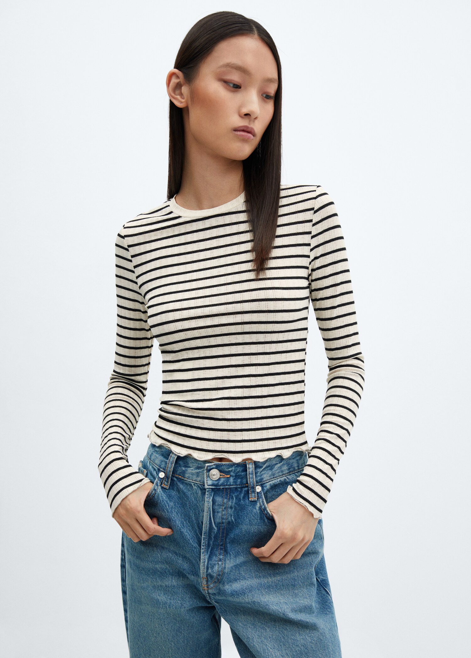 Textured striped T-shirt - Medium plane