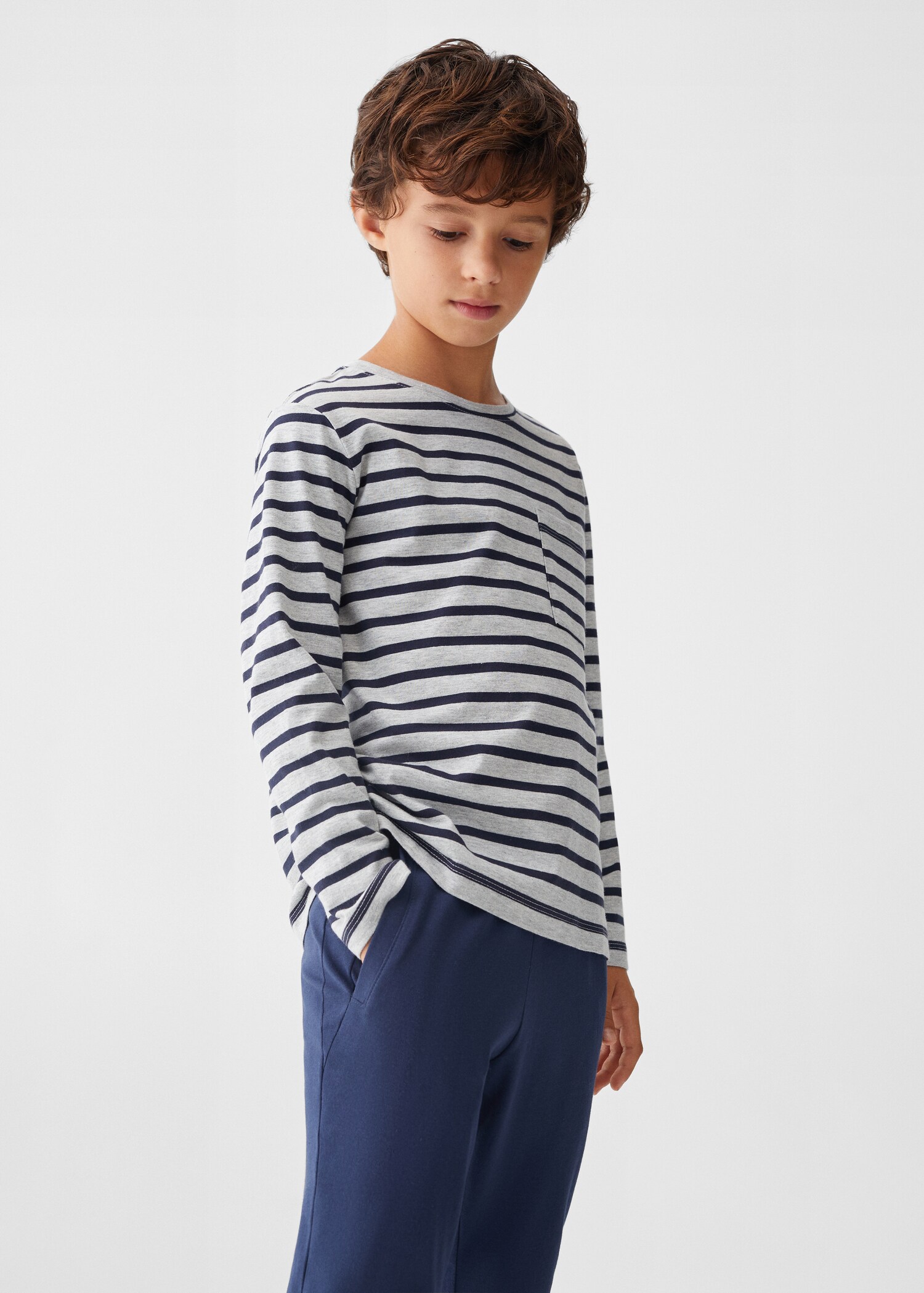 Pijama llarg cotó ratlles - Pla mig
