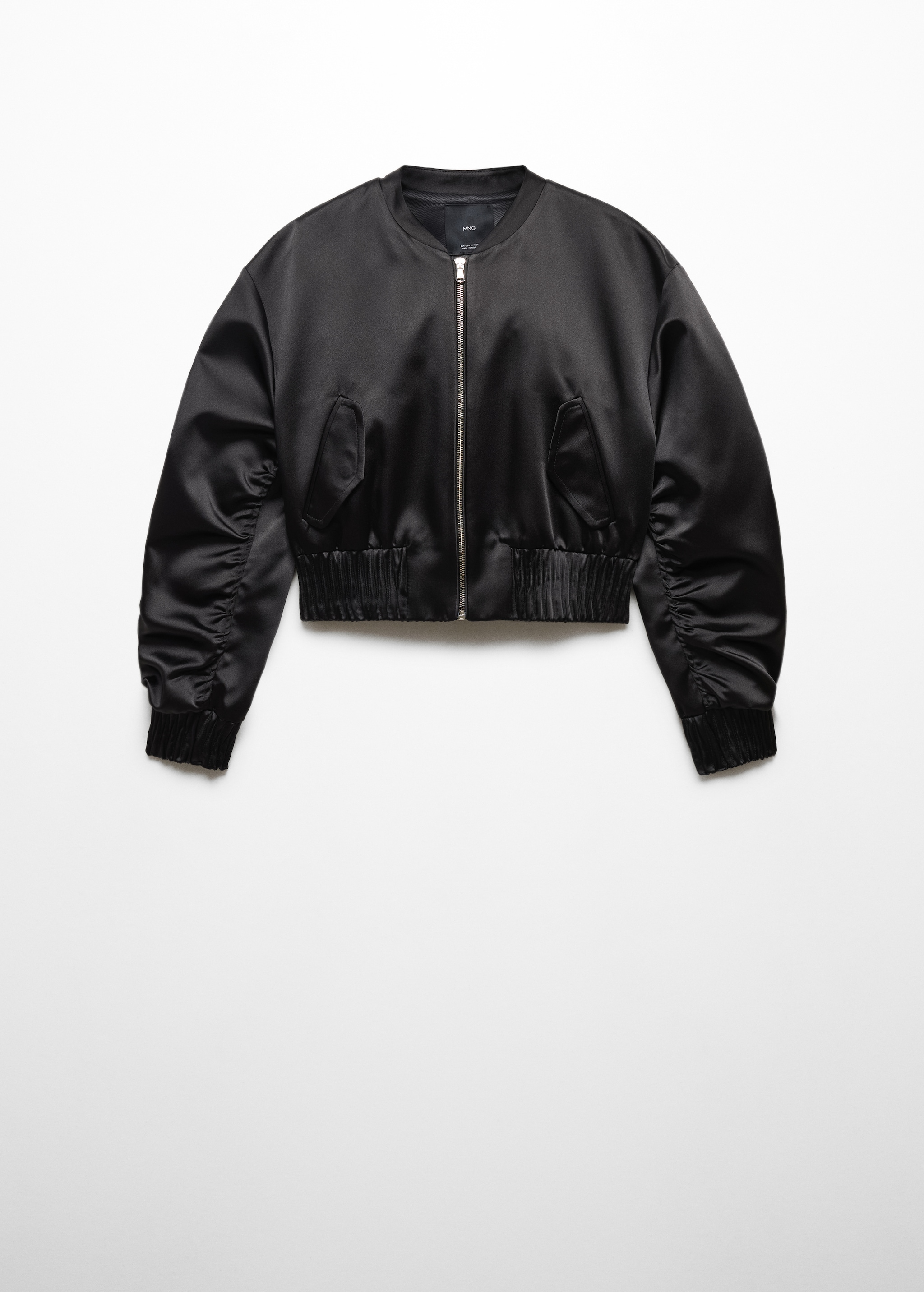 Crop satin bomber jacket