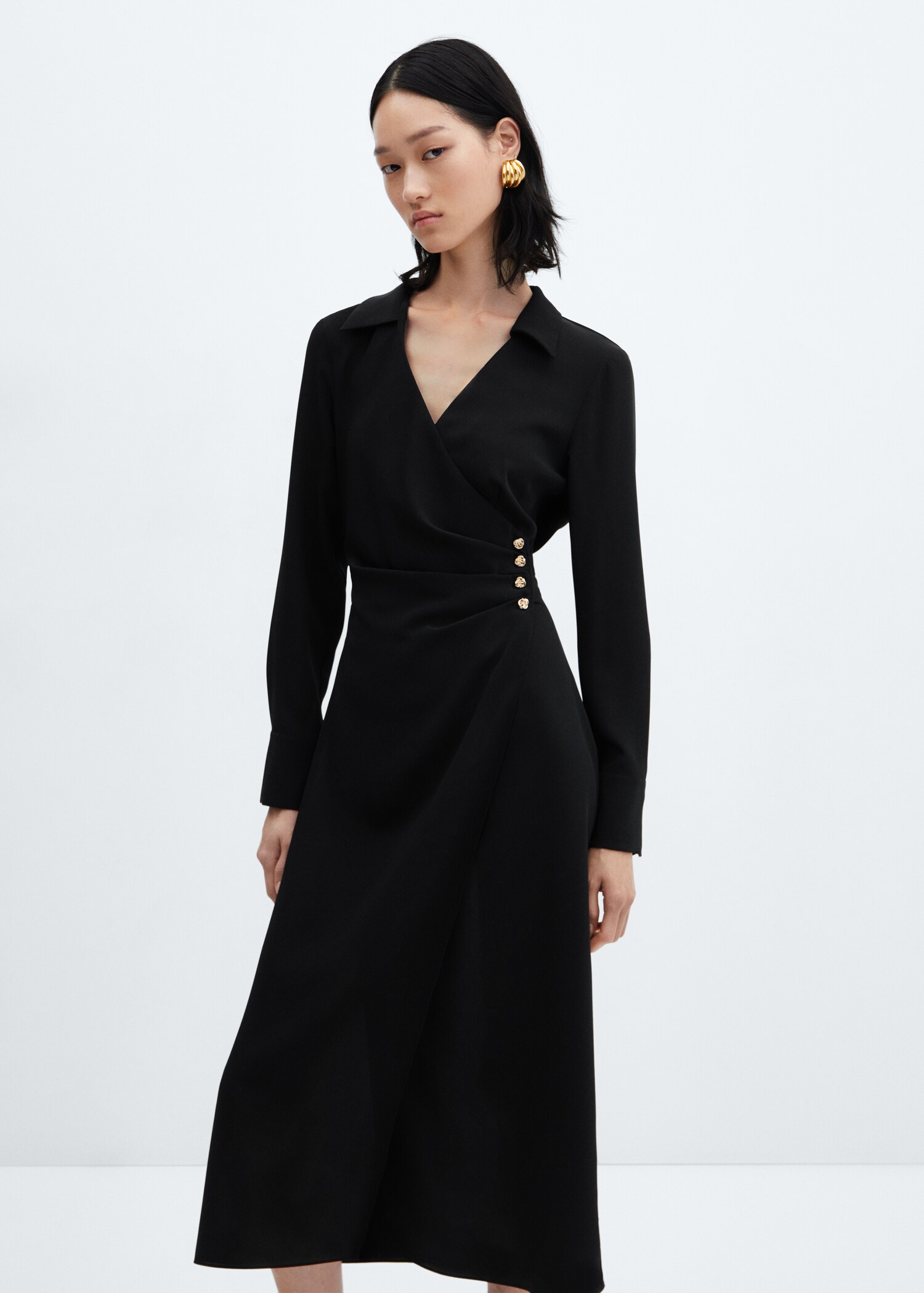 Vestido cruzado botones - Plano medio