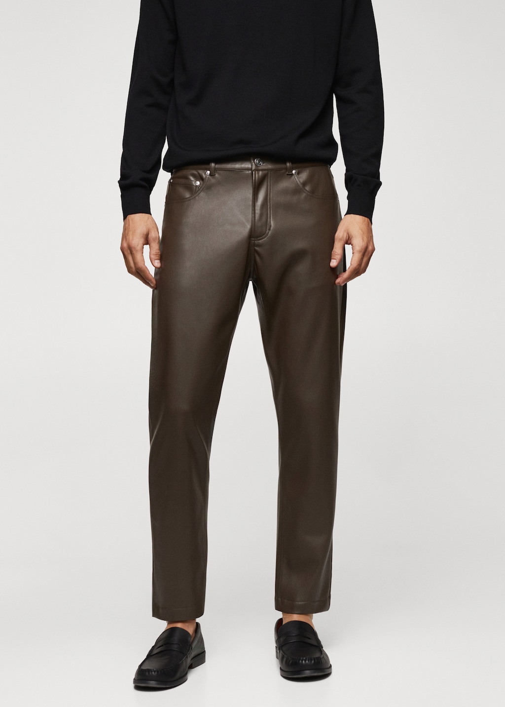 Mango faux leather pants discount