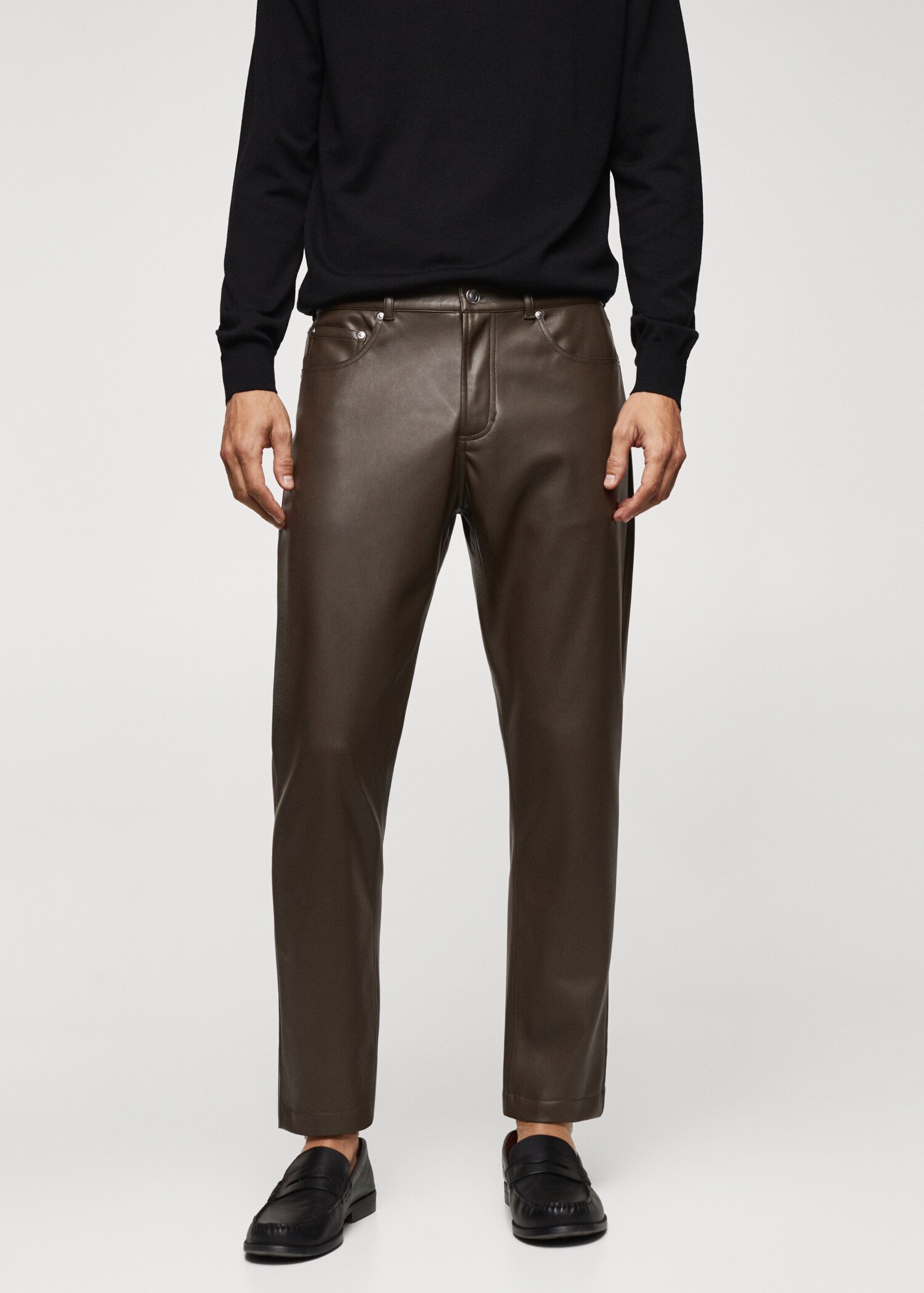 Leather effect slim fit pants - Plan mediu