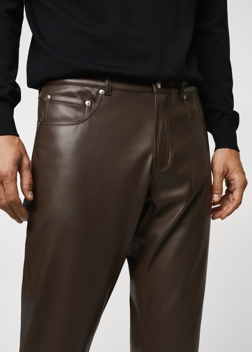 Leather effect slim fit pants Men MANGO Pakistan