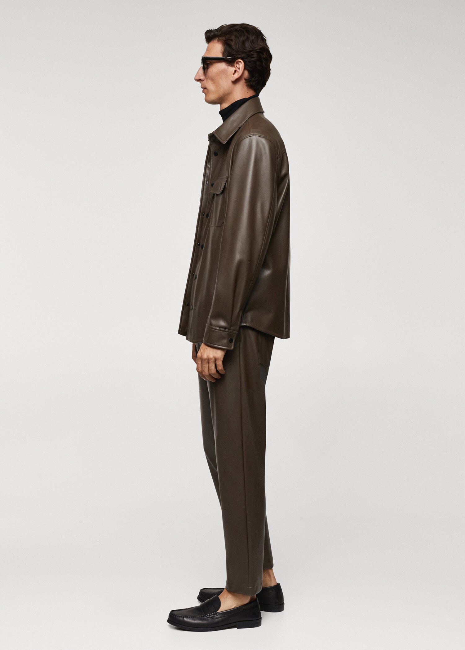 Leather effect slim fit pants - Details of the article 4