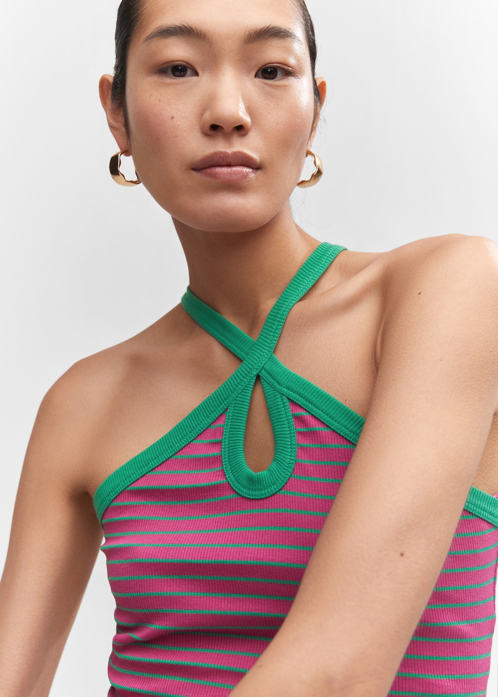 KUME クメ　STRIPED KNITTED HALTER TOP KUME クメ STRIPED KNITTED HALTER TOP