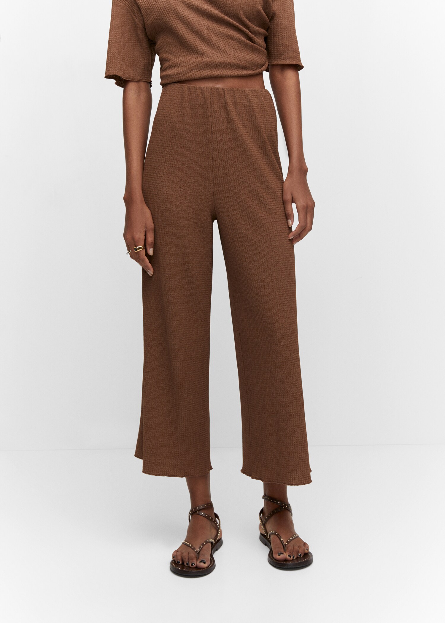 Textured culotte pants - Medium plane