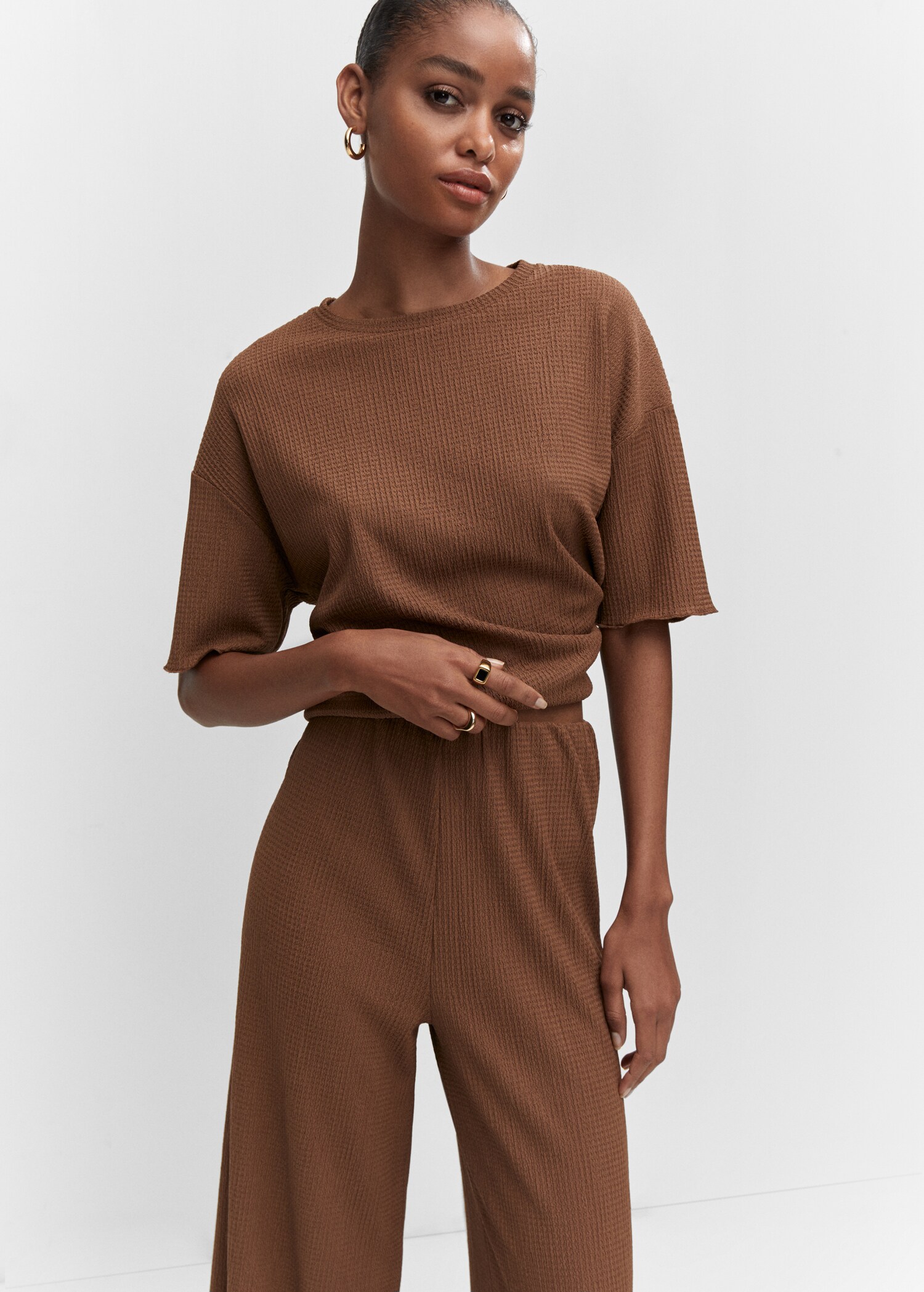 Textured culotte pants - Details of the article 1
