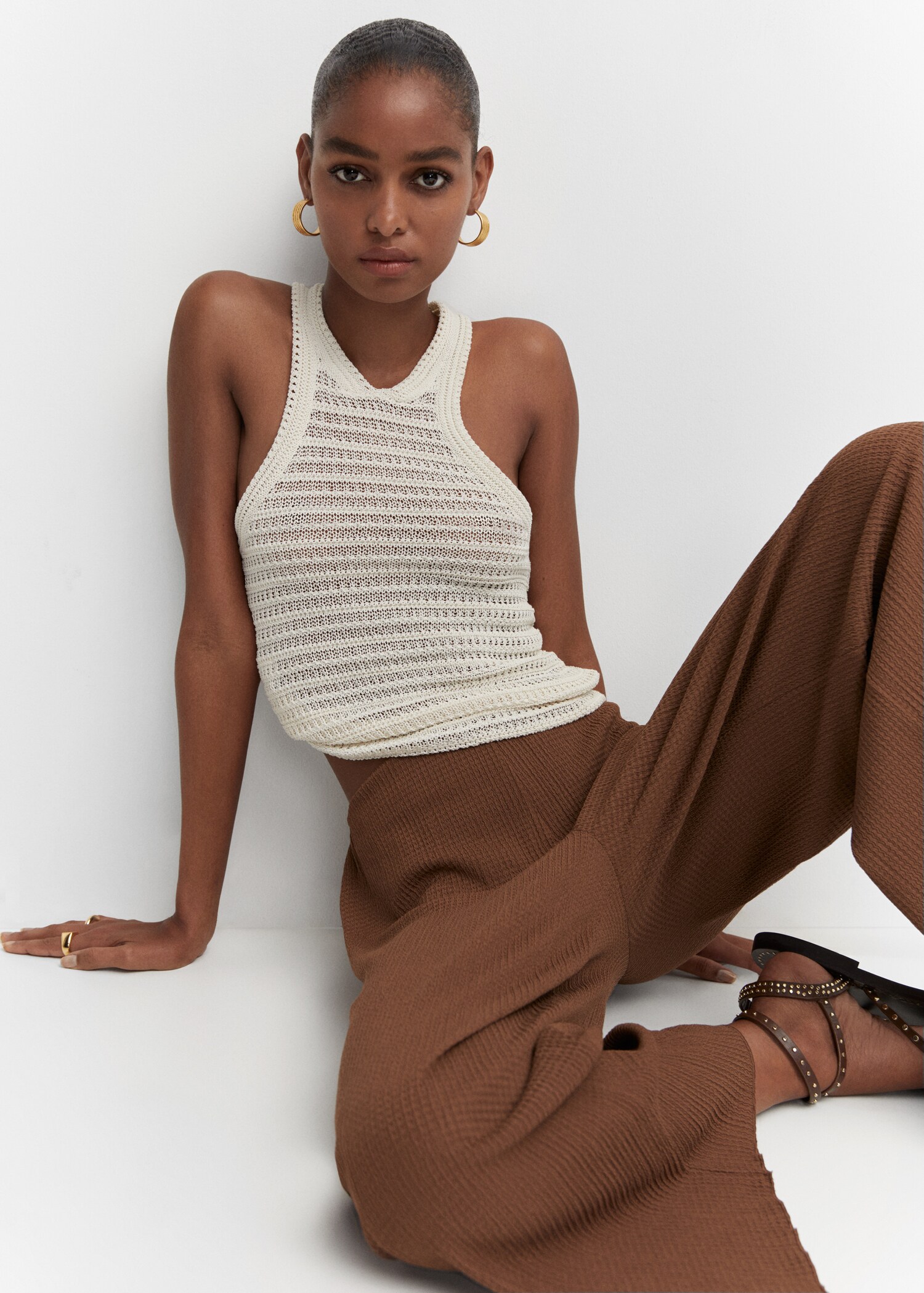 Textured culotte pants - Details of the article 2