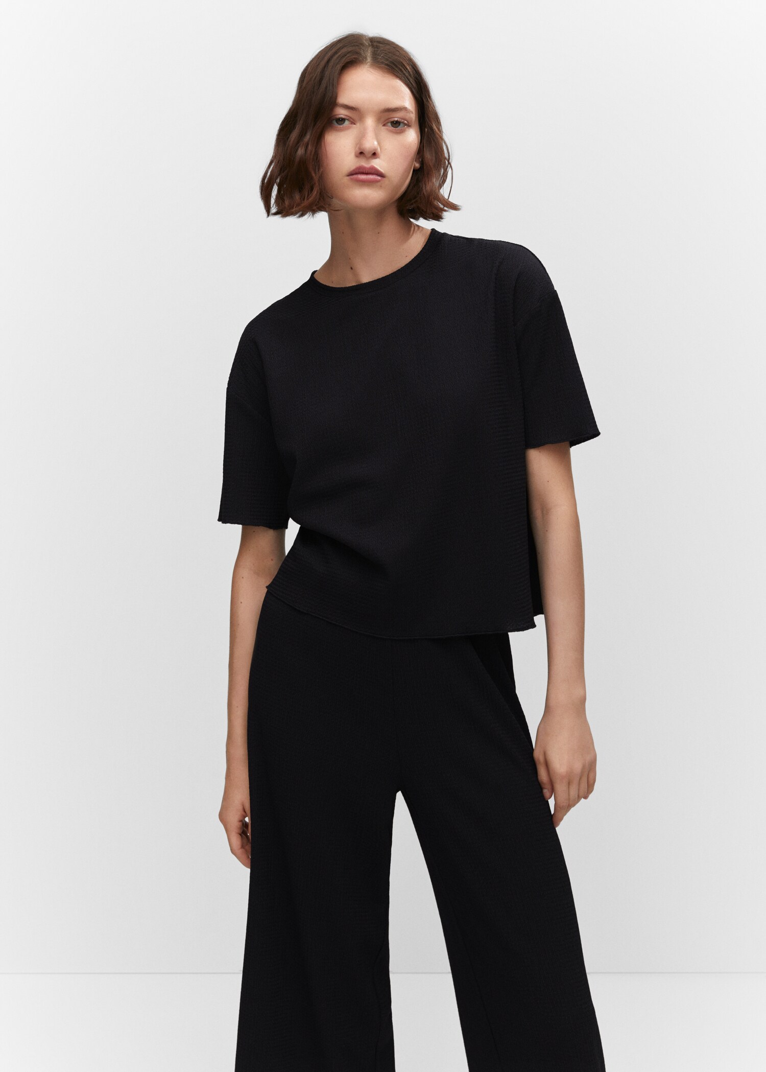 Textured culotte pants - Details of the article 1