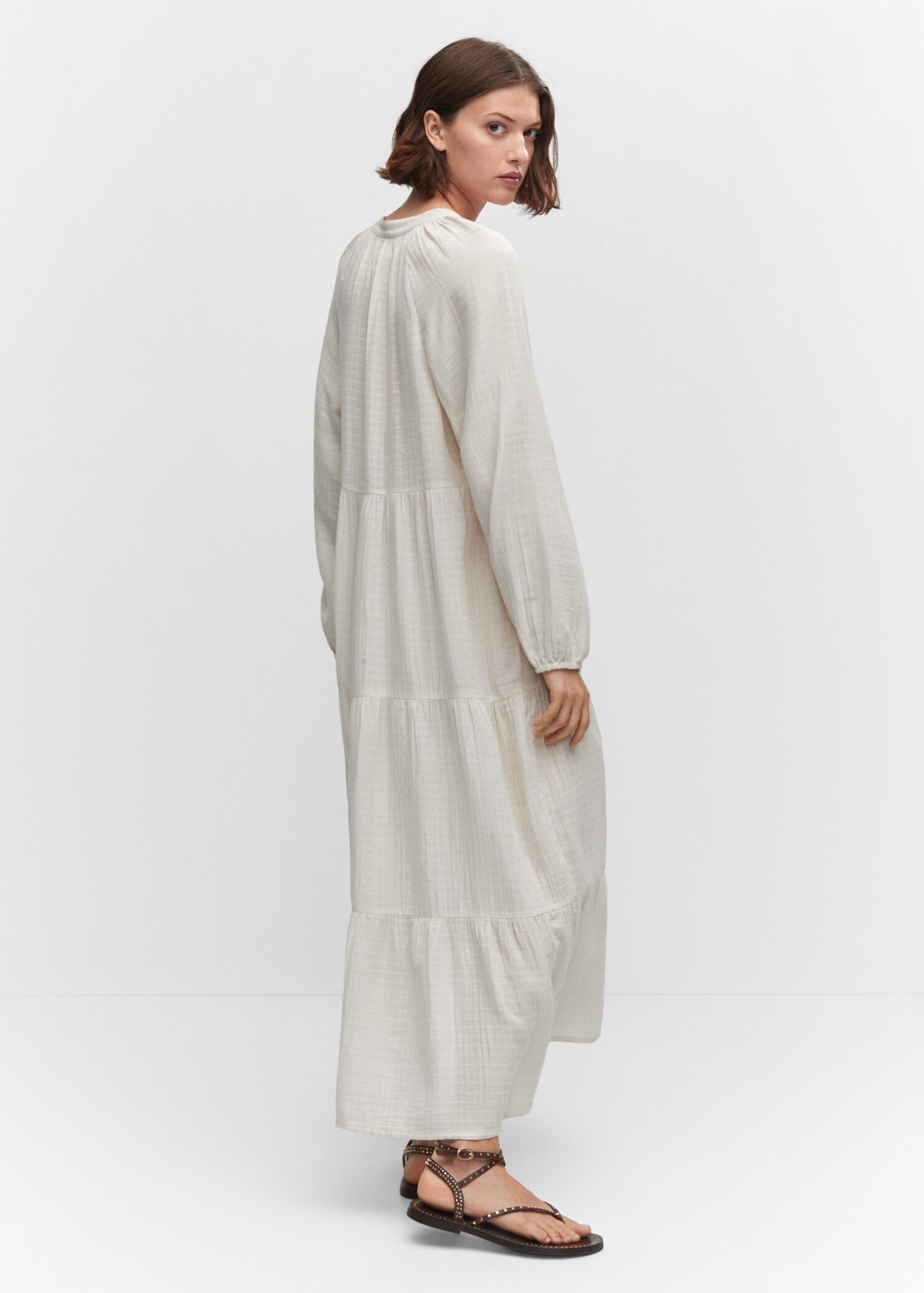 Maxi vestido algodón cuello pico - Reverso del artículo