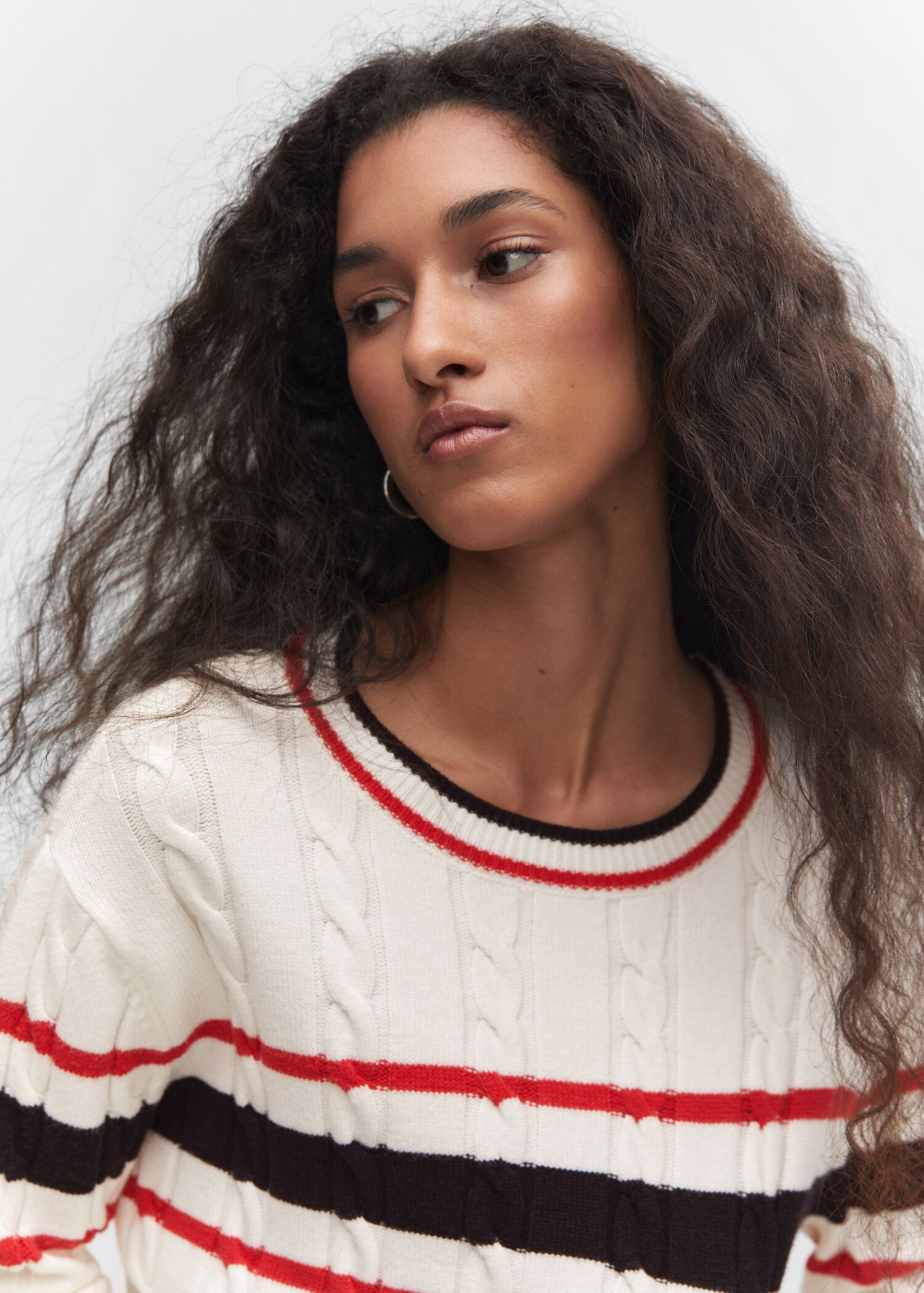 Braided sweater with stripe detail - Details of the article 1