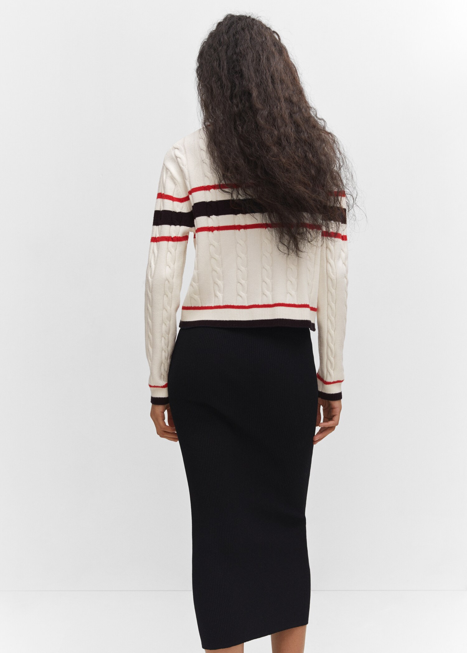 Braided sweater with stripe detail - Reverse of the article