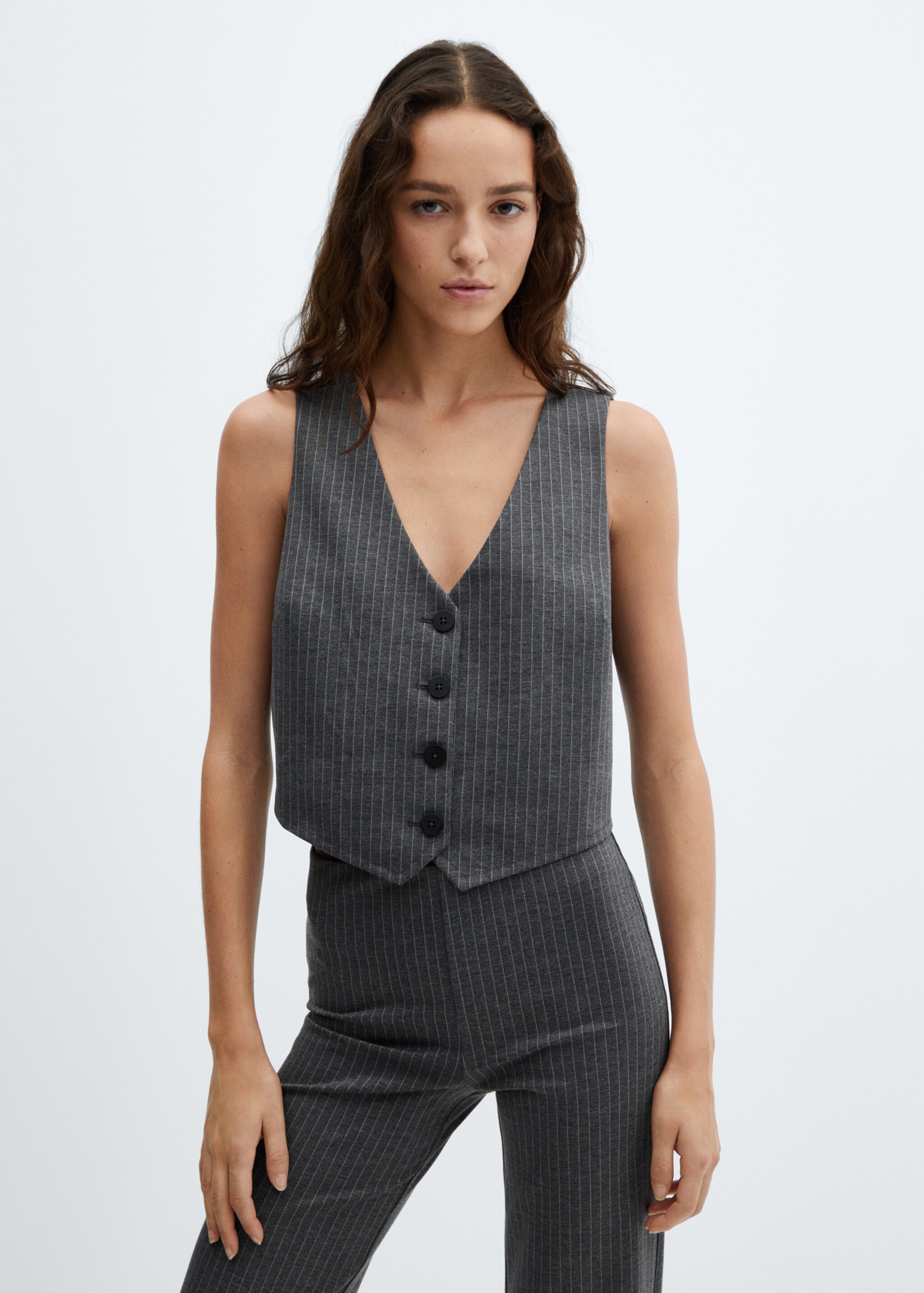 Cropped waistcoat with buttons - Medium plane