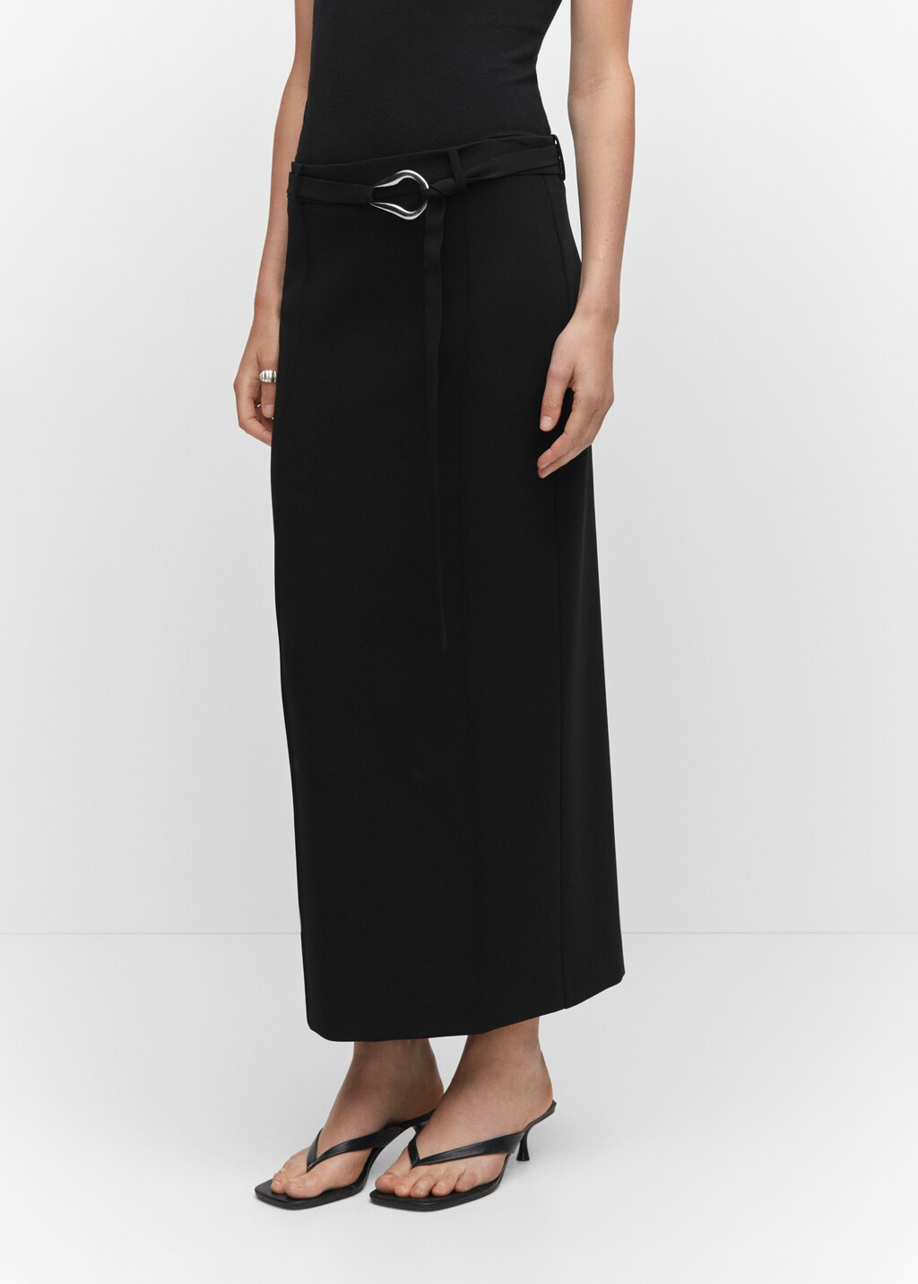 Skirt with slit and belt - Women | MANGO China