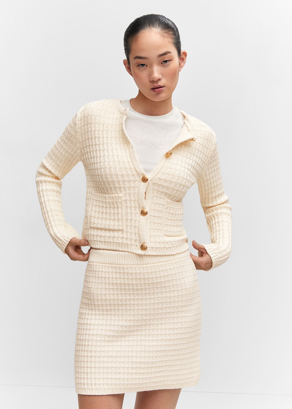 Textured knit cardigan - Women | MANGO China Textured knit cardigan - Women | MANGO China