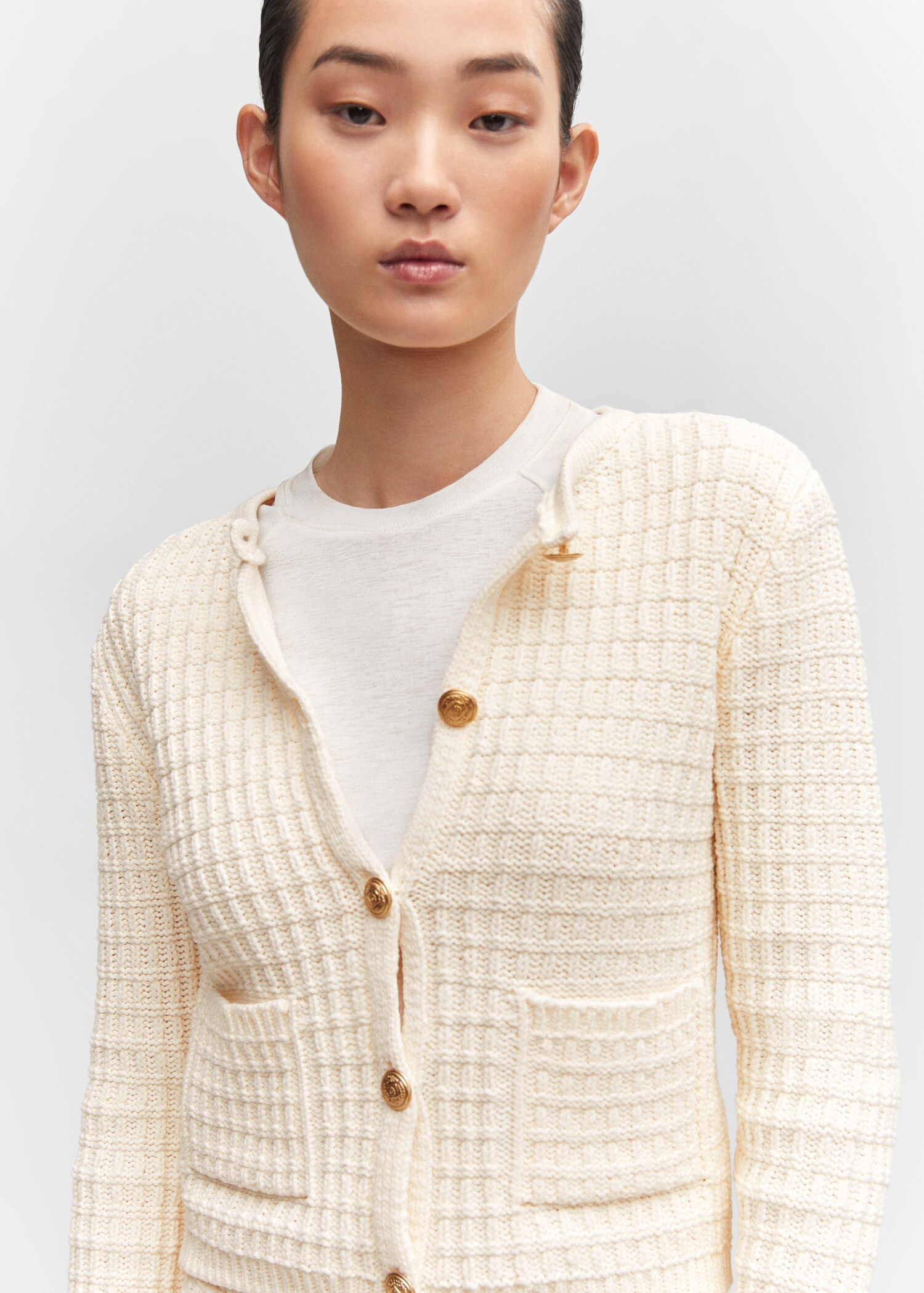 Strukturstrikket cardigan - Artikkeldetalj 1