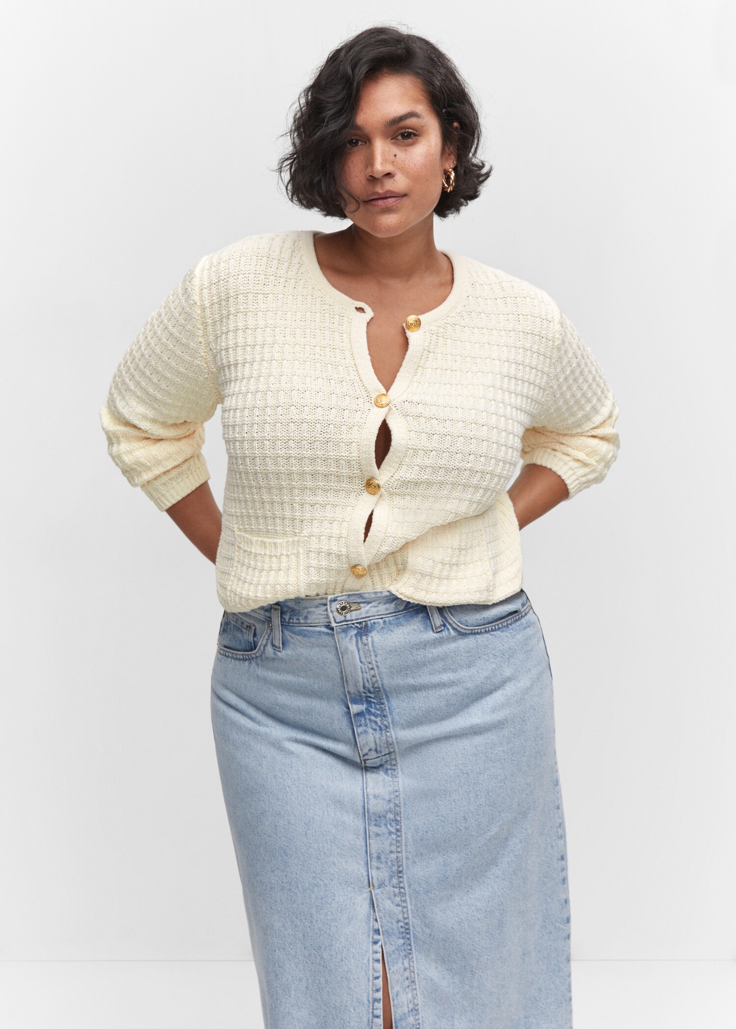 Strukturstrikket cardigan - Artikkeldetalj 5