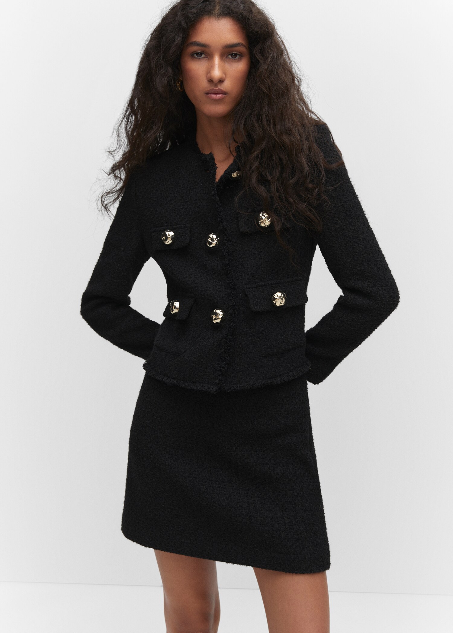 Veste en tweed à poches - Plan moyen