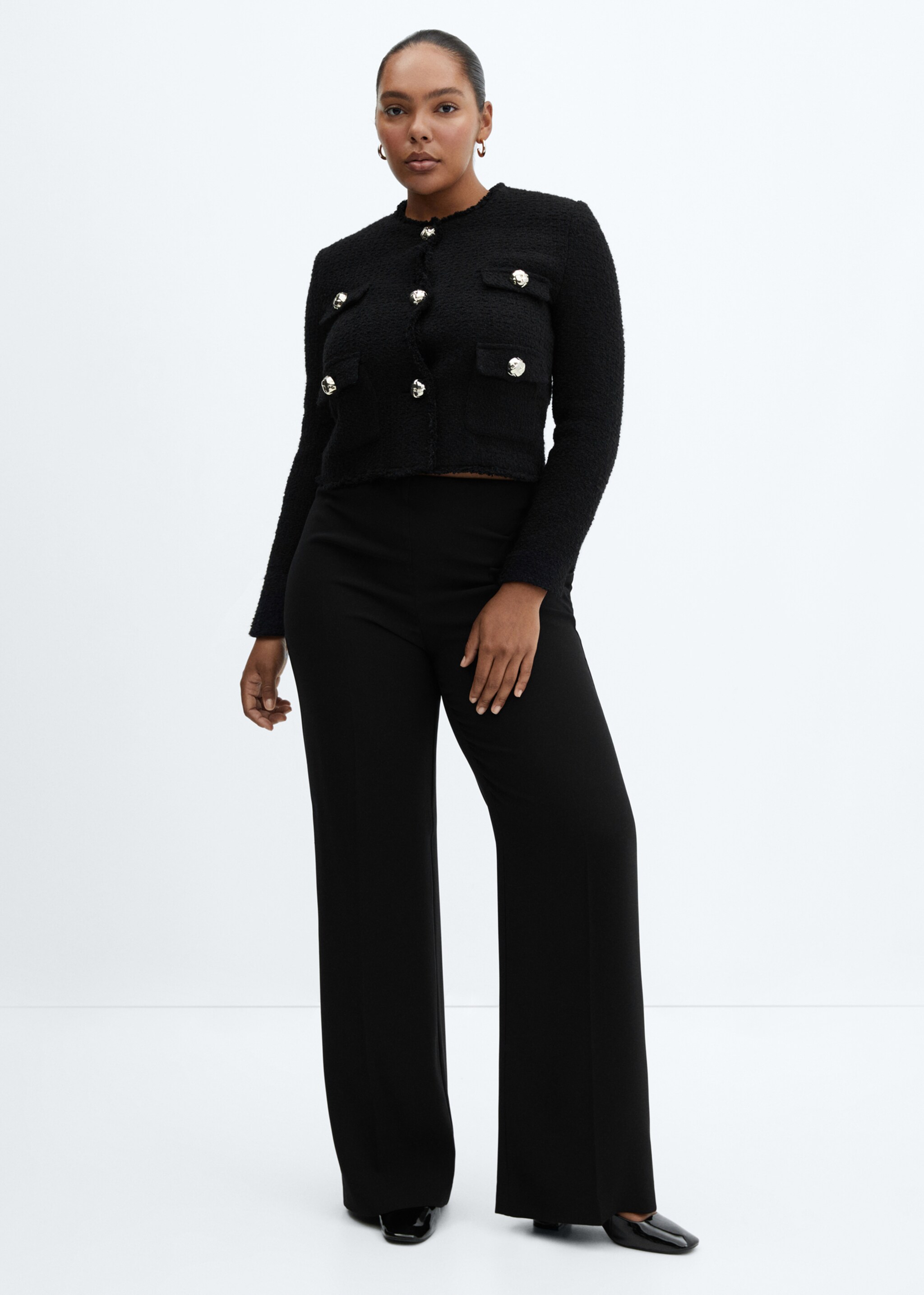 Tweed jacket with pockets - Details of the article 3, Black. Ref: 57083817-00.