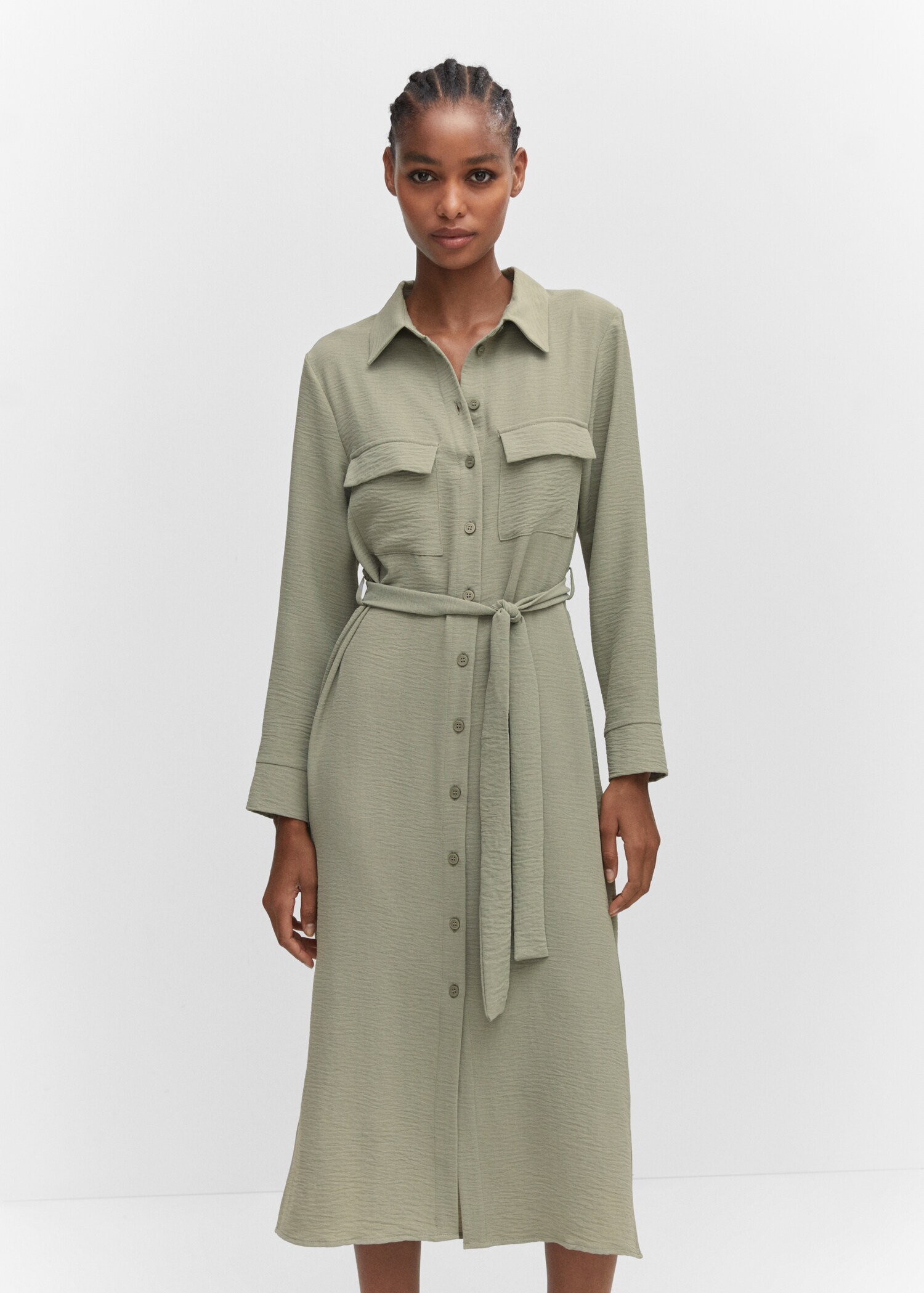 Vestido camisero lazo - Plano medio