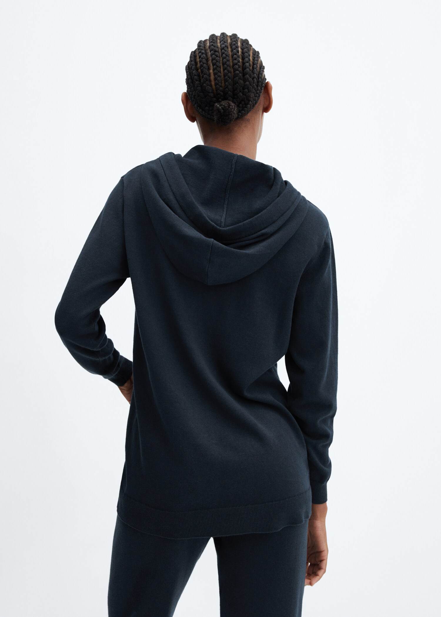 Cotton and linen hooded pyjama sweatshirt - Spatele articolului