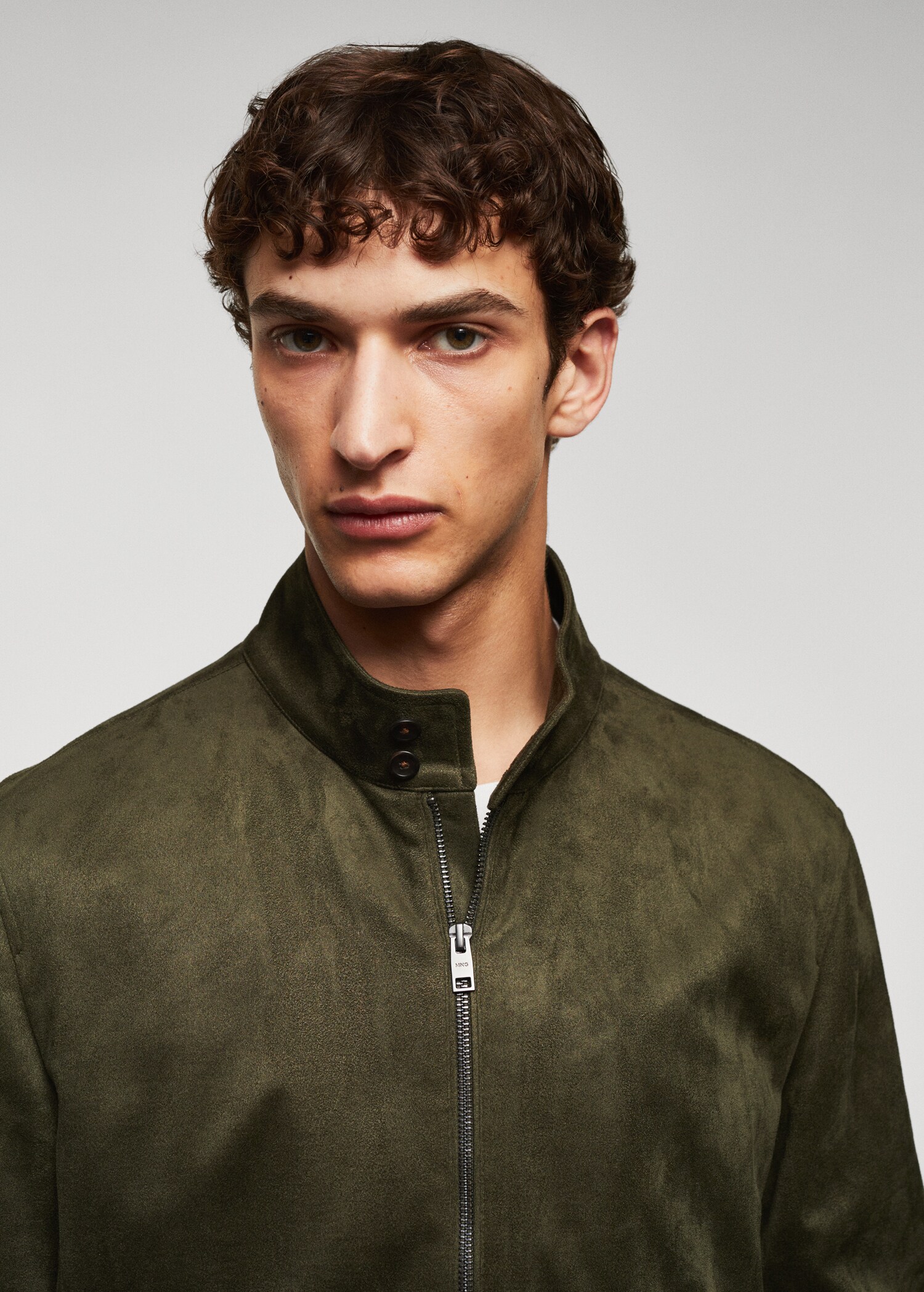 Suede-effect bomber jacket - Details of the article 1