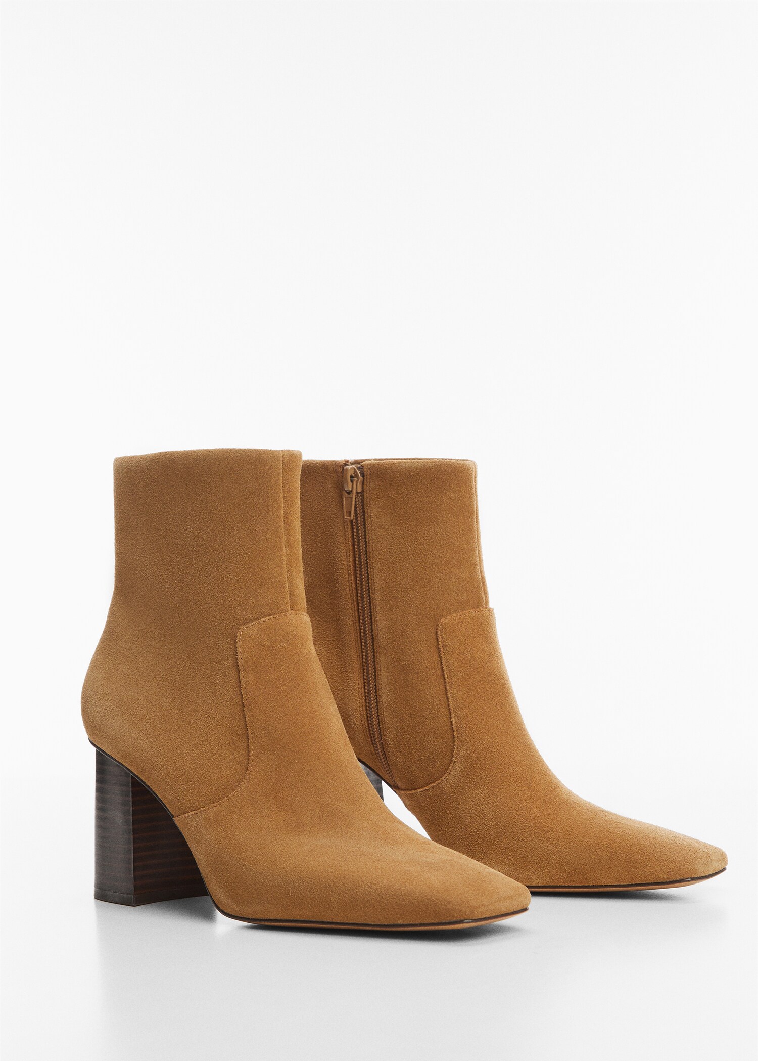 Heel suede ankle boot - Medium plane