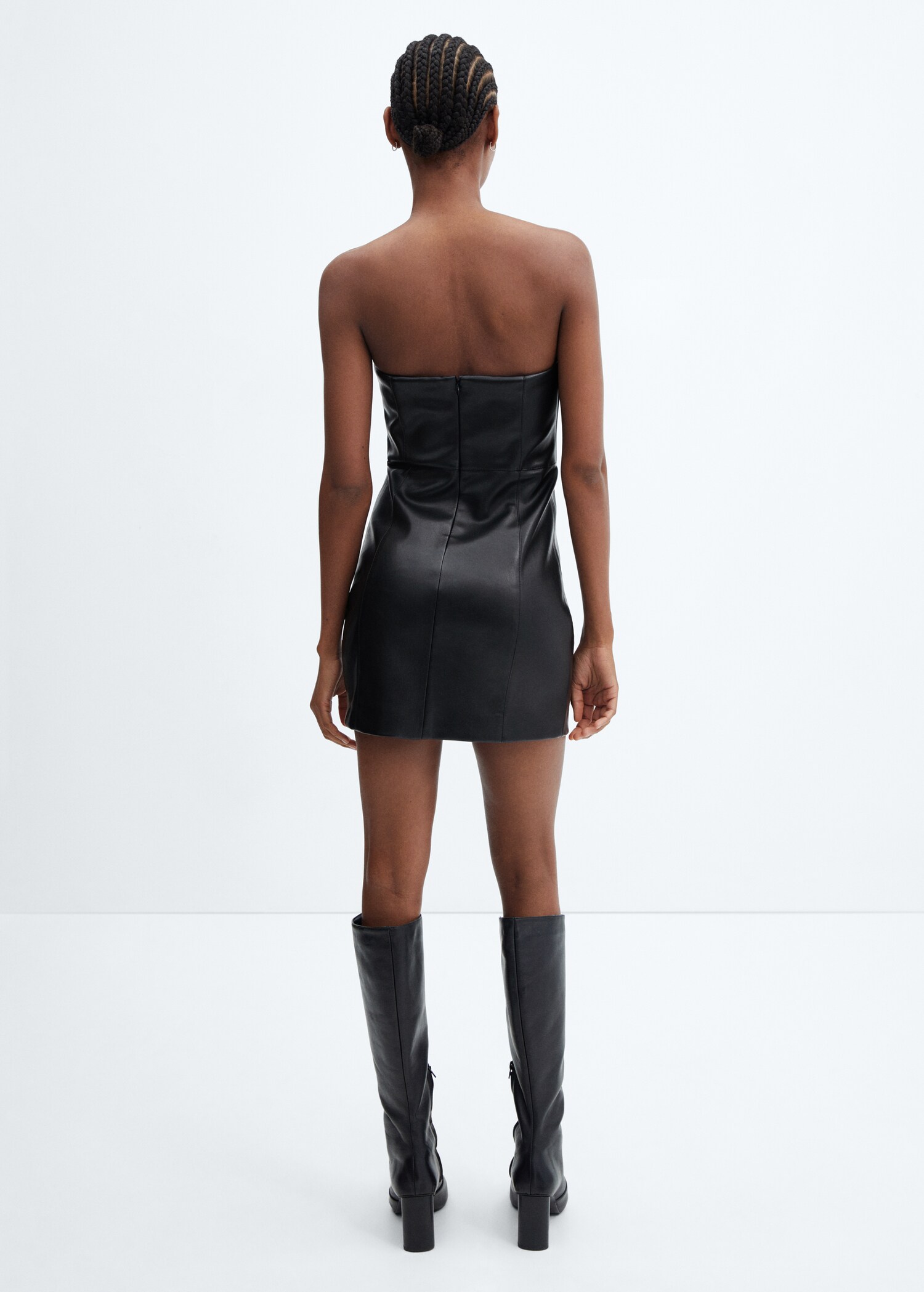 Leather-effect strapless dress - Reverse of the article