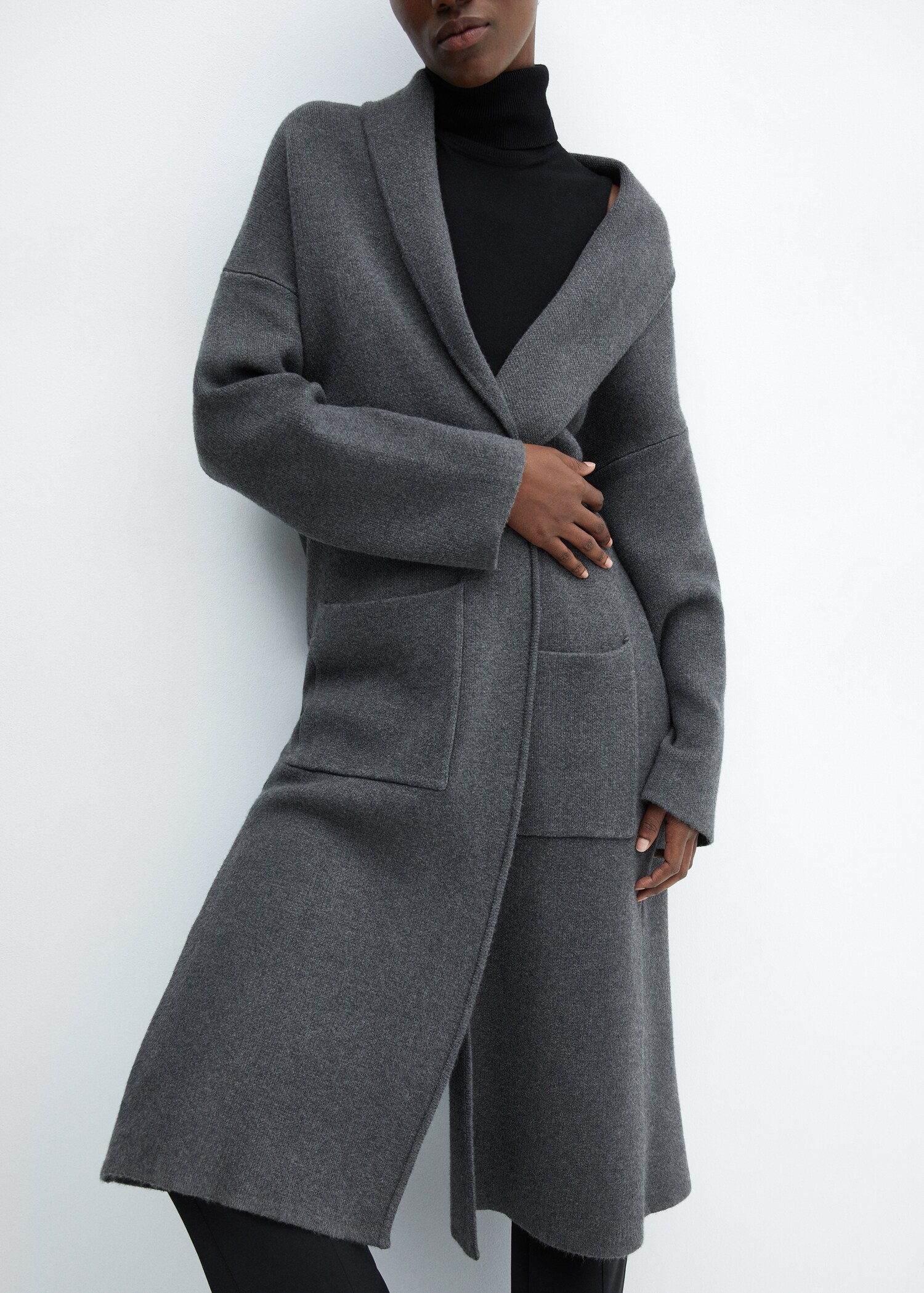 Oversized knitted coat with pockets - Details of the article 6