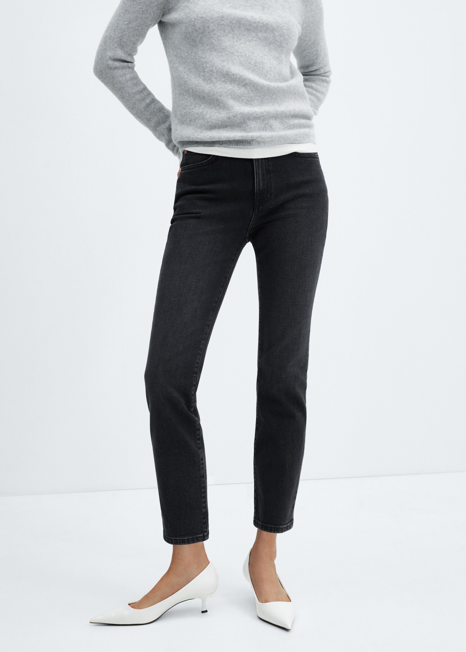 Claudia slim-fit cropped jeans - Medium plane