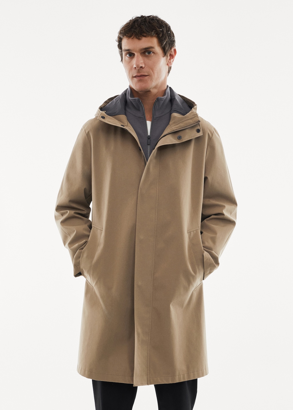 Water-repellent hooded barn jacket