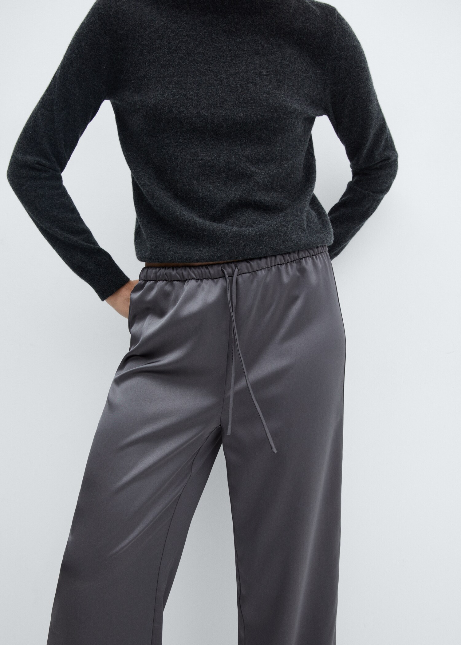 Pantalón cintura elástica satinado - Detalle del artículo 6