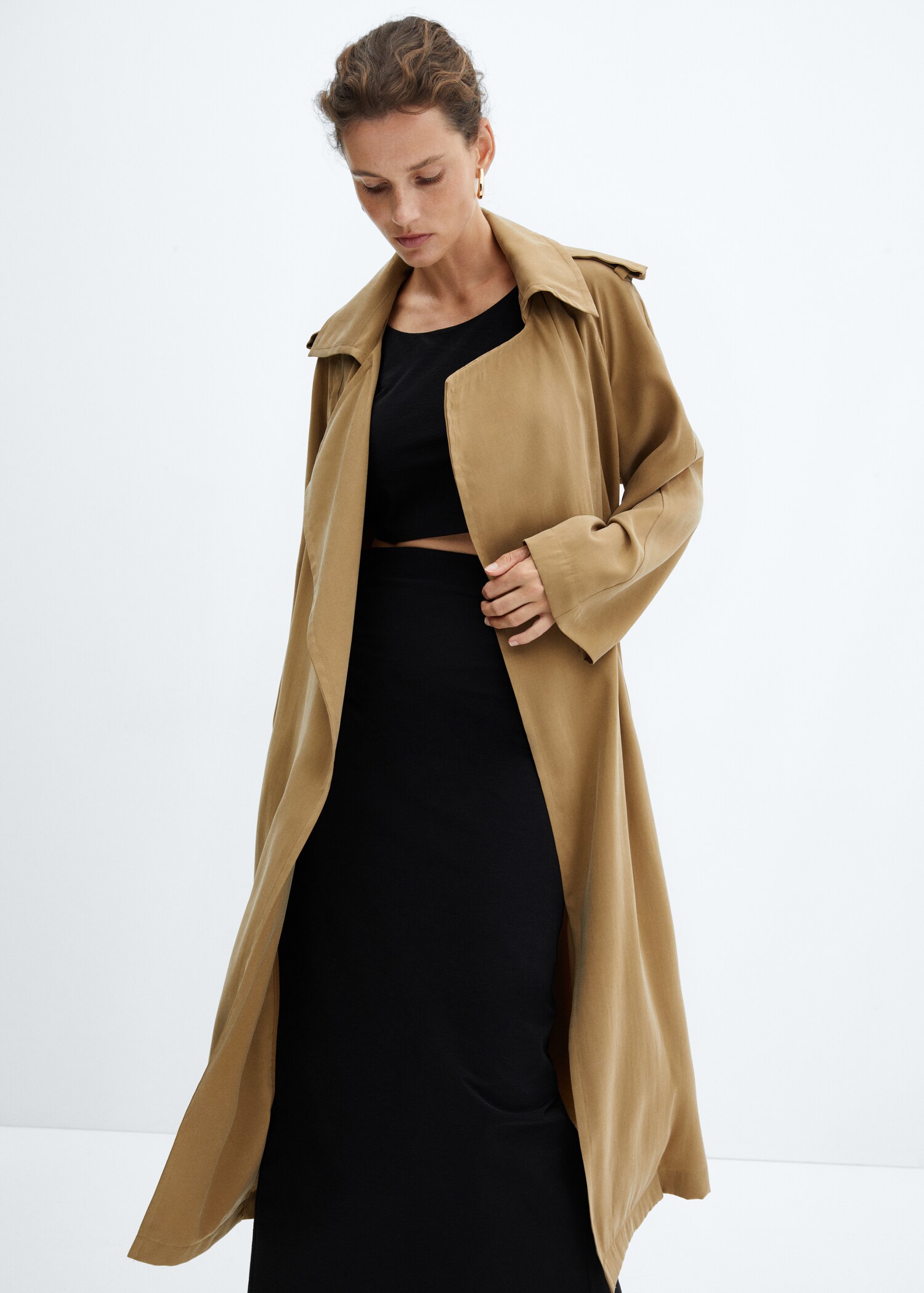 Modal trench coat with tie - Medium plane