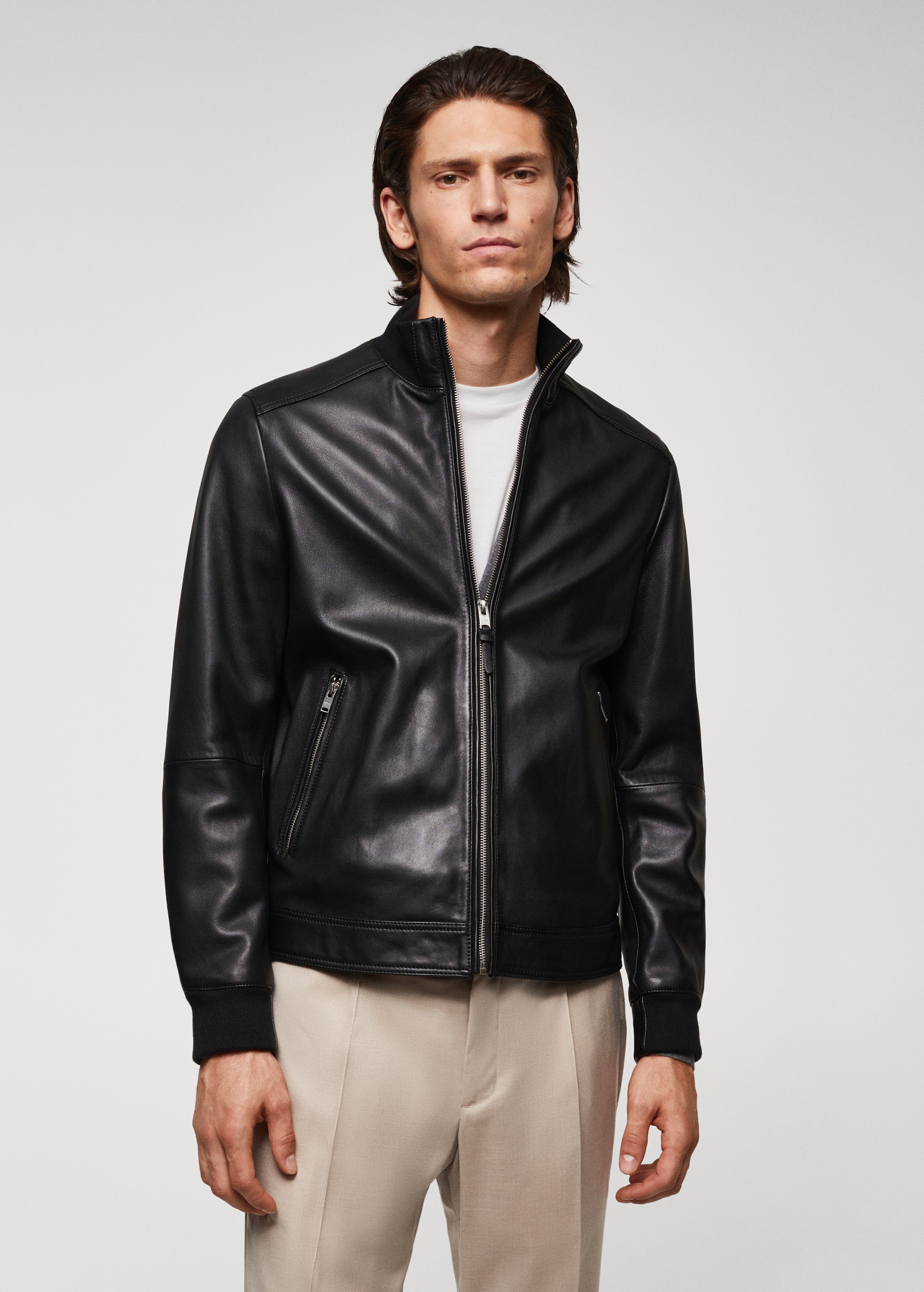 Mng Genuine Leather Jacket Leather Jacket Mango Man Coats