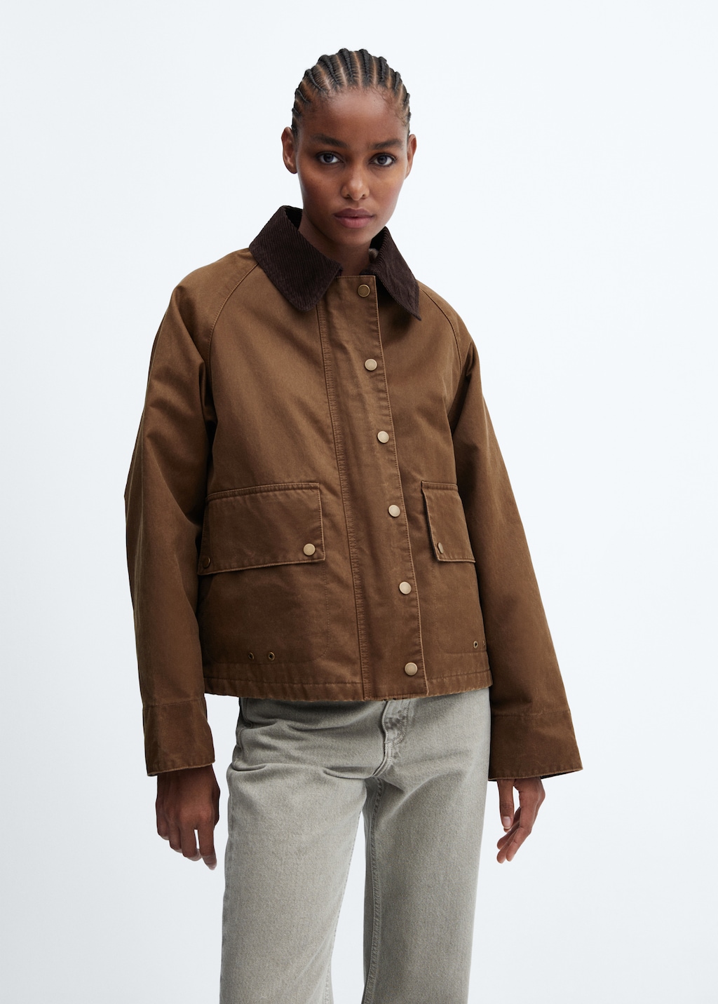 Waxed effect short parka