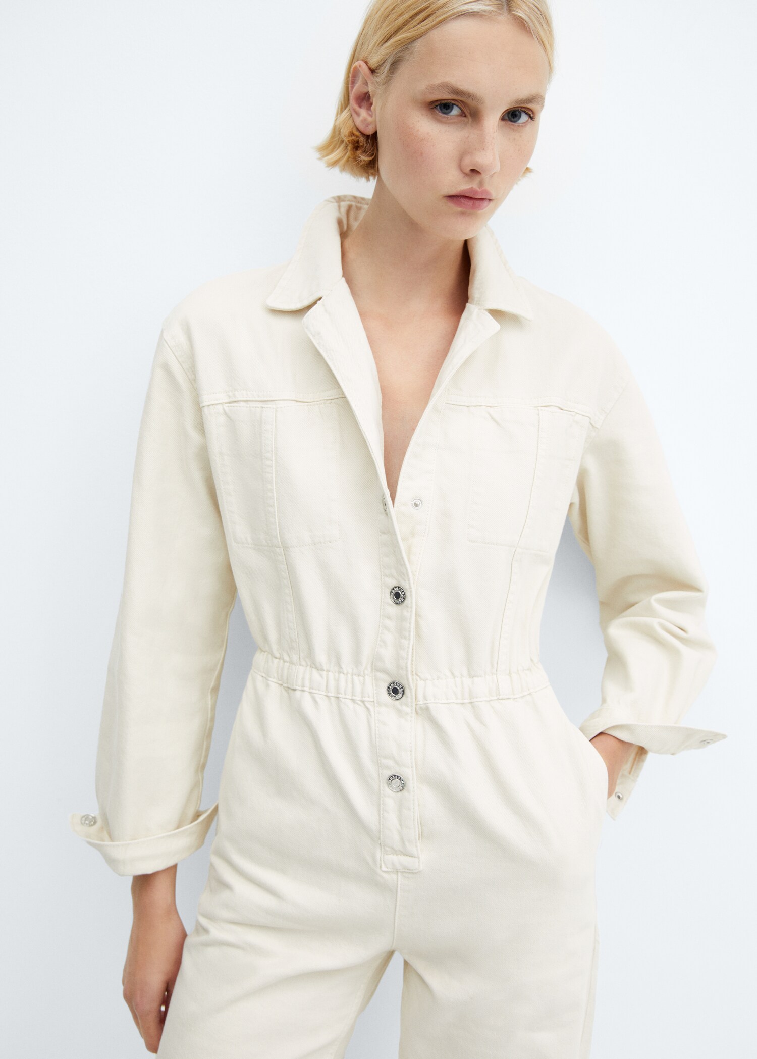 长款牛仔连身裤 - null