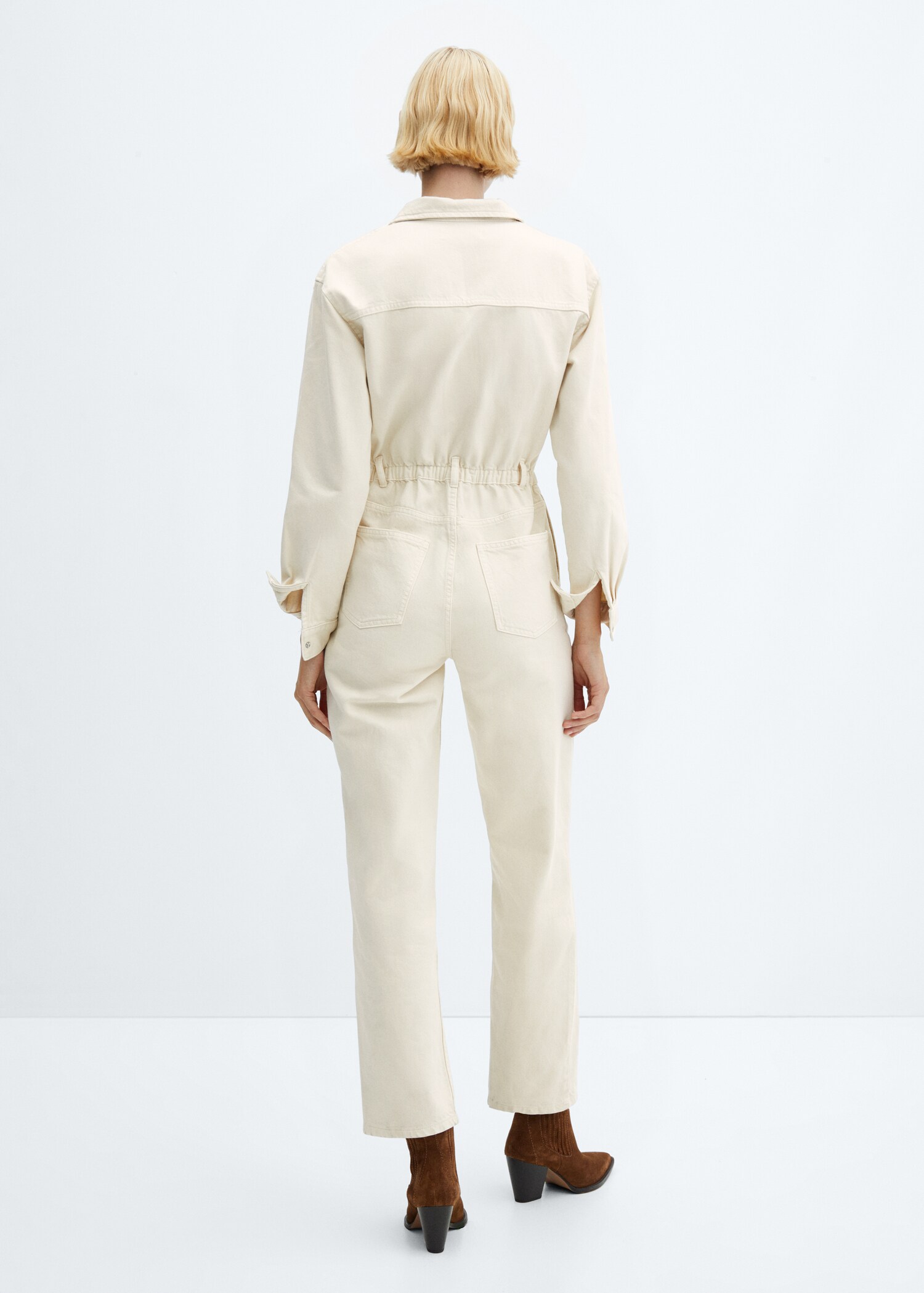 长款牛仔连身裤 - null